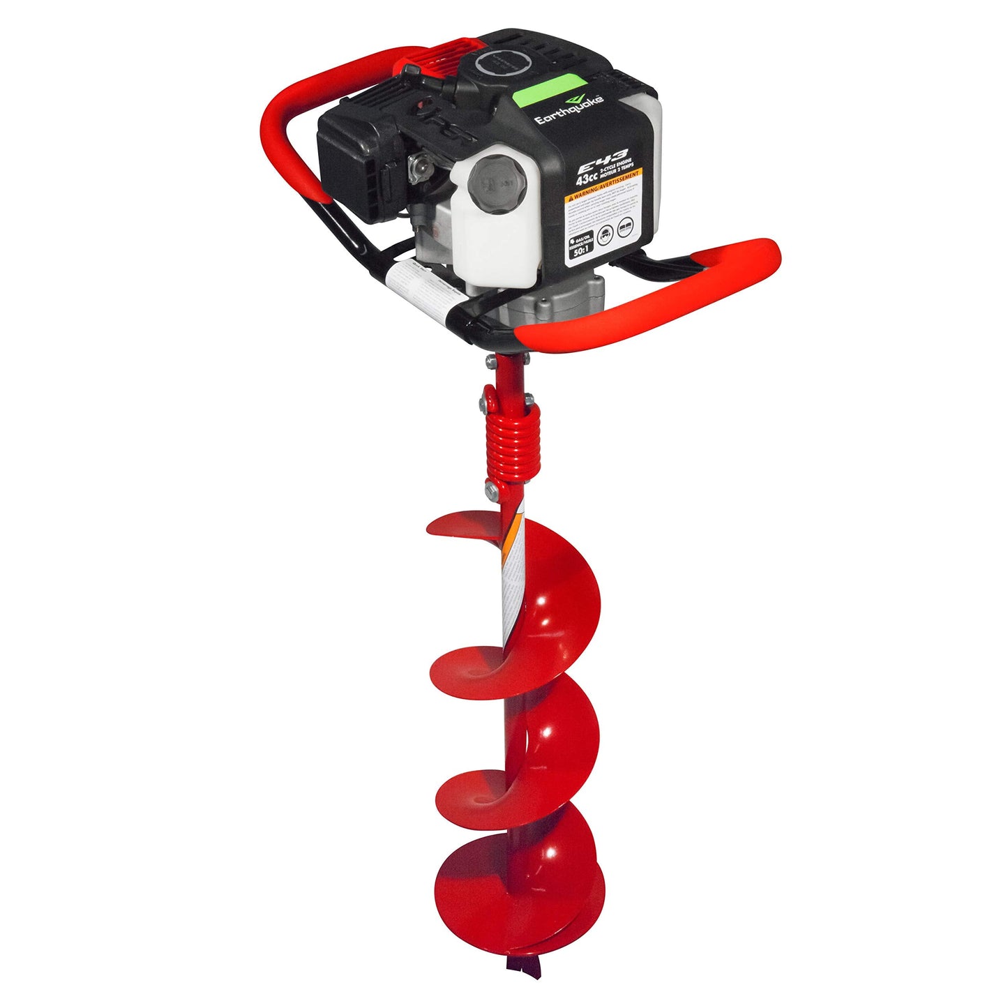 Earthquake E43 1-Person Earth Auger Powerhead, 43cc 2-Cycle Viper Engine, 30:1 Transmission, 5 Year Limited Warranty, Red or Black Auger Bit