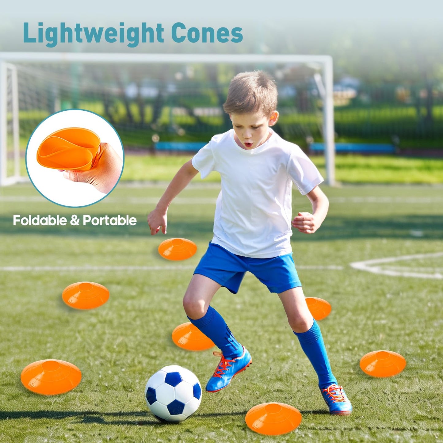 OLIXIS Agility Ladder, Soccer Training Equipment Set, 20 ft Speed Ladder, 12 Soccer Cones, 4 Agility Hurdles, Jump Rope, Resistance Parachute Agility Training Equipment for Kids, Youth, Adults, Orange