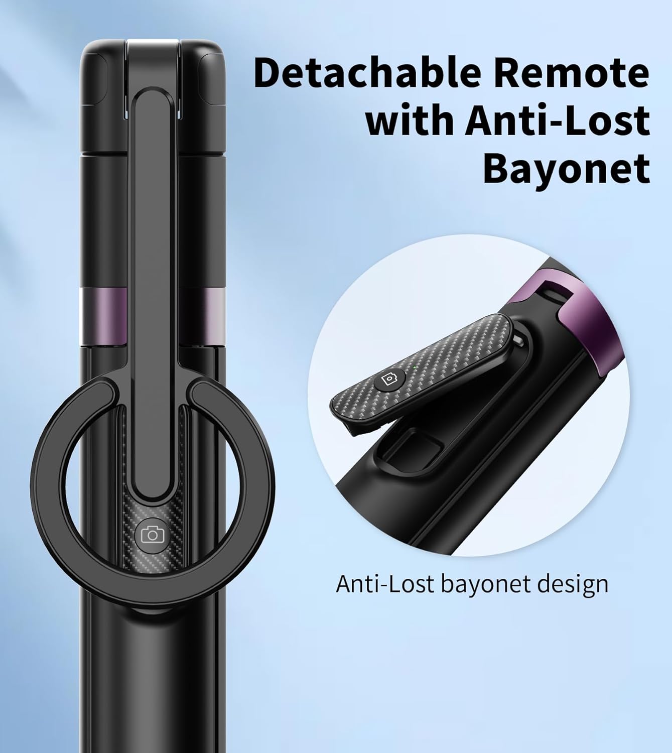 TONEOF CX609 Phone Selfie Stick Tripod Rechargeable Remote, Portable Wireless Remotes Shutter Compatible