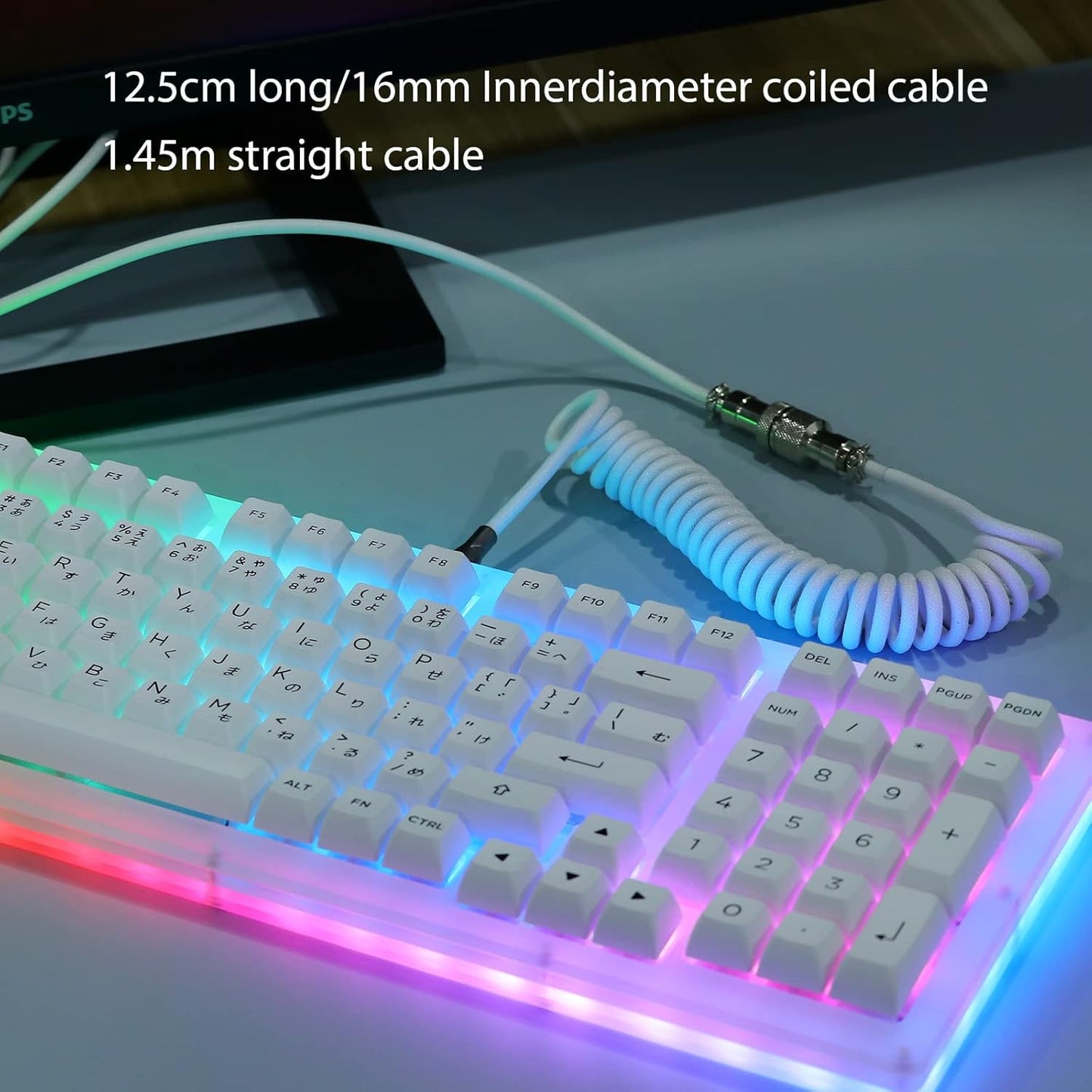 1.8m EPOMAKER Mix Coiled Keyboard Cable, USB C to USB A TPU Cable for Mechanical Gaming Keyboard, with Detachable Metal