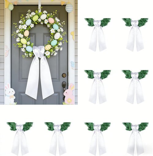 Dream Loom White Wreath - 8-Piece Sash Decoration Set for Easter, Weddings & Holidays