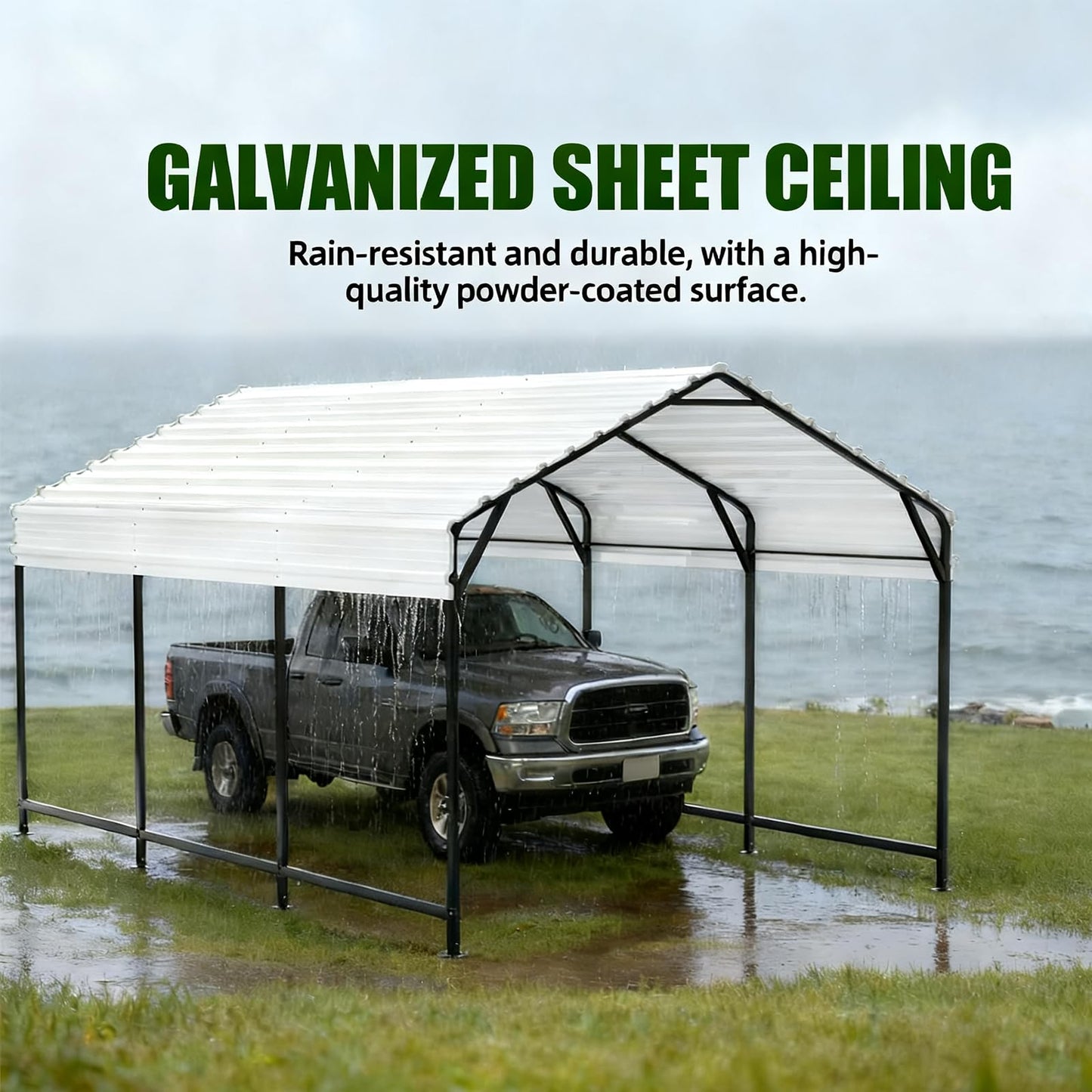 VOYSIGN Metal Carport Heavy Duty 12x20ft Outdoor Galvanized Steel Car Port, Vehicle Canopy Garage Shade, Multi-Use Shelter for Car, Boat, Tractors & Outdoor Storage