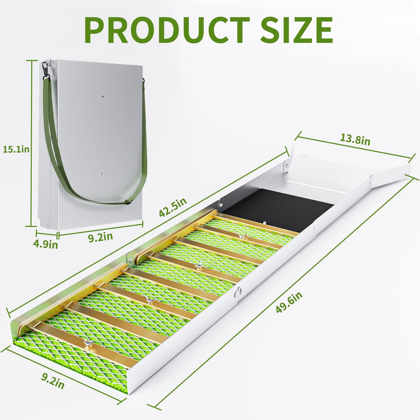50 Inch Folding Aluminum Sluice Box Gold Panning Kit with Miner's Moss, Portable Lightweight Gold Prospecting Tool for River & Creek Dredging