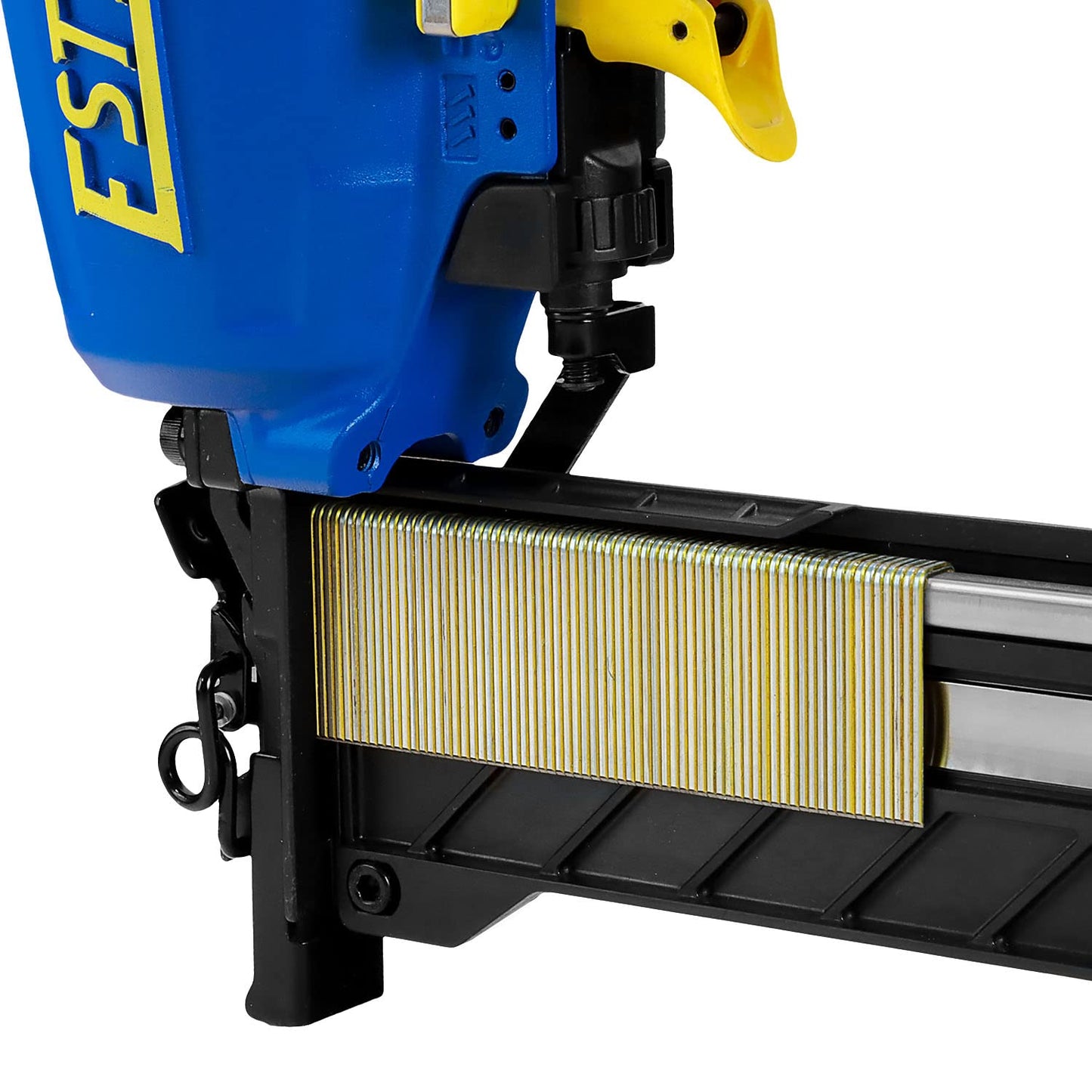 Estwing ESS50 Pneumatic 16-Gauge 2" Medium Crown Construction Stapler with Adjustable Metal Belt Hook, 1/4" NPT Industrial Swivel Fitting, and Bag