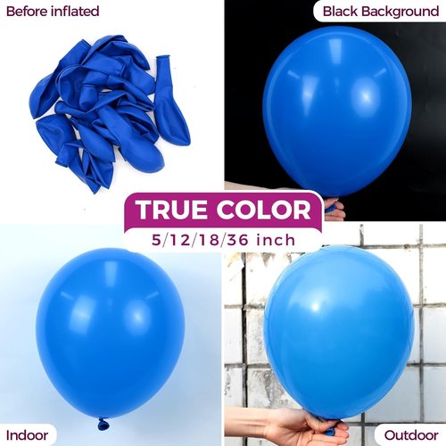 Bezente Royal Blue Latex Party Balloons - 150 Pack 5-Inch Round Matte Helium Balloons for Graduation & Weddings