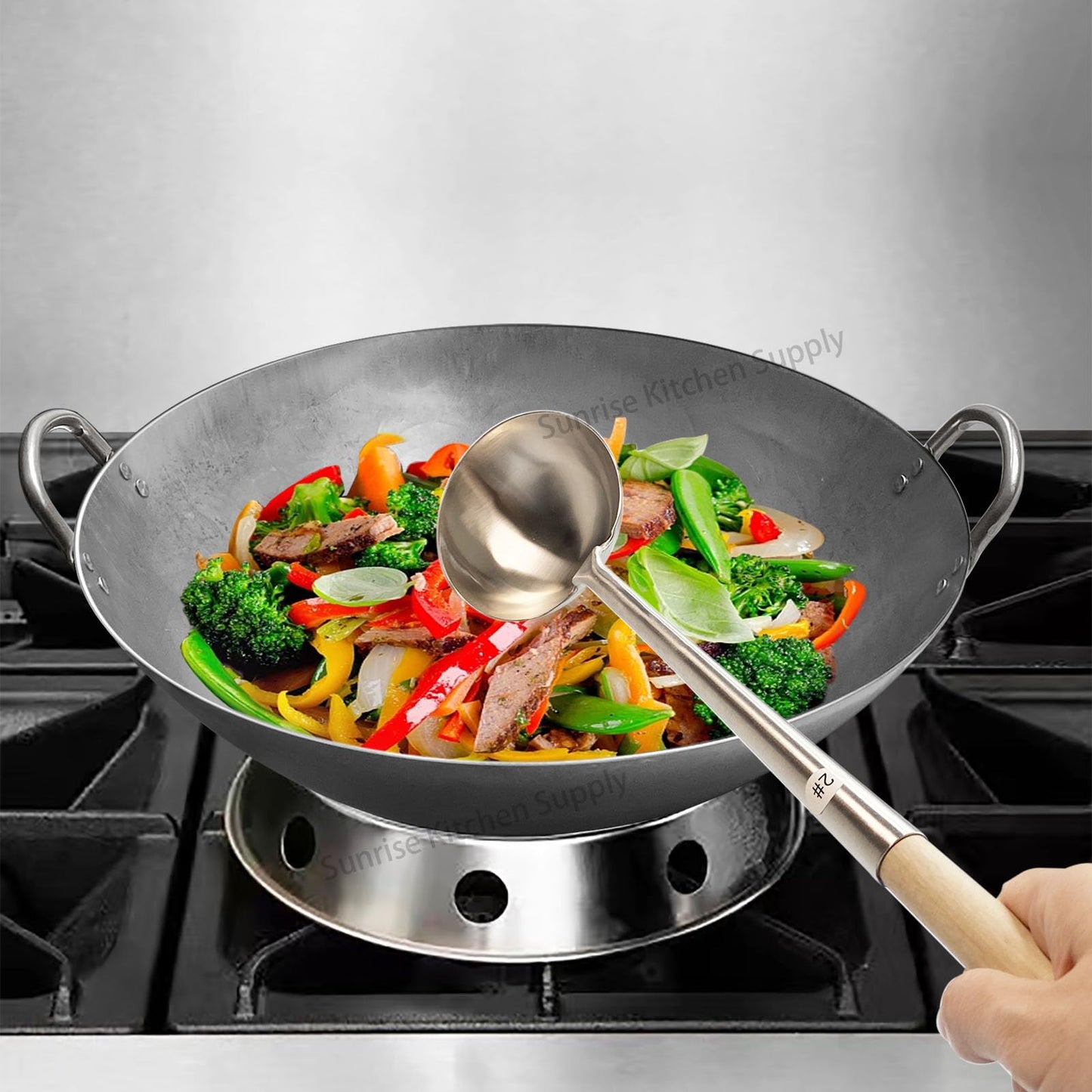 Sunrise Kitchen Supply Commercial Grade Wok Ladle 18" (#2)