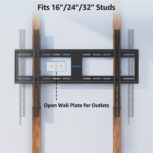 MOUNTUP Fixed TV Wall Mount for Most 50-100" TVs, 1.3” Slim Low Profile TV Mount with Level Design, Heavy Duty Mount for Large TVs, Fits 16"-32" Studs, Max VESA 800x600mm 199 LBS Loading MU0093