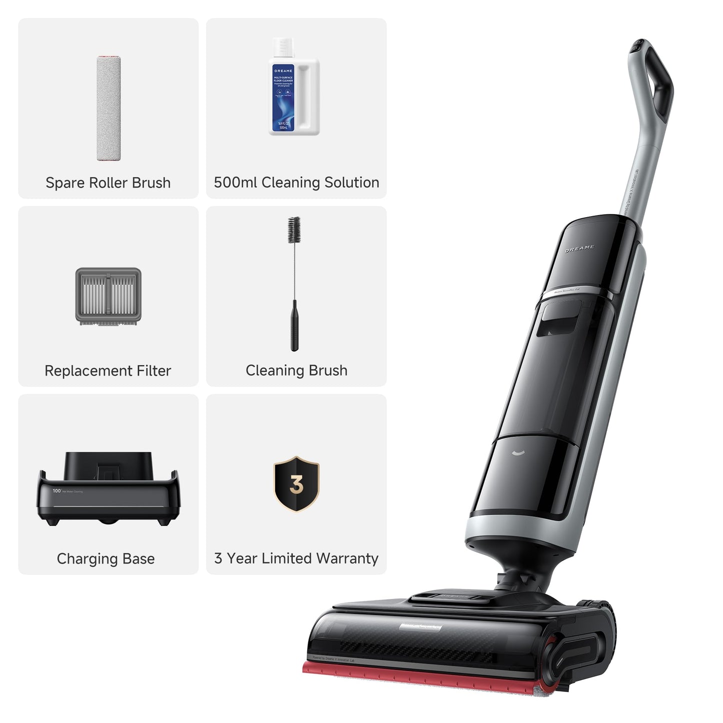 DREAME H15 Pro Heat Wet Dry Vacuum Cleaner, 185°F Hot Water Floor Cleaning, Cordless Vacuum Mop with GapFree AI Robotic Arm, 22KPa Suction, 0 Hair Tangle, 212°F Self-Clean, 194°F Hot Air Drying