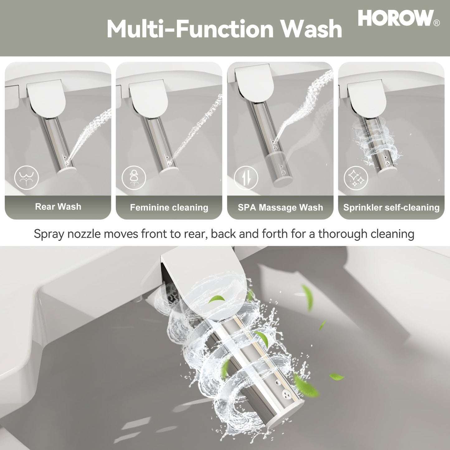 HOROW T0338W One Piece Toilet with Smart Seat, Elongated ADA Height Toilets with Heated Seat, Luxury Smart Toilet with Bidet Built-in, Dual Flush 12'' Rough-in, Standard White Toilet