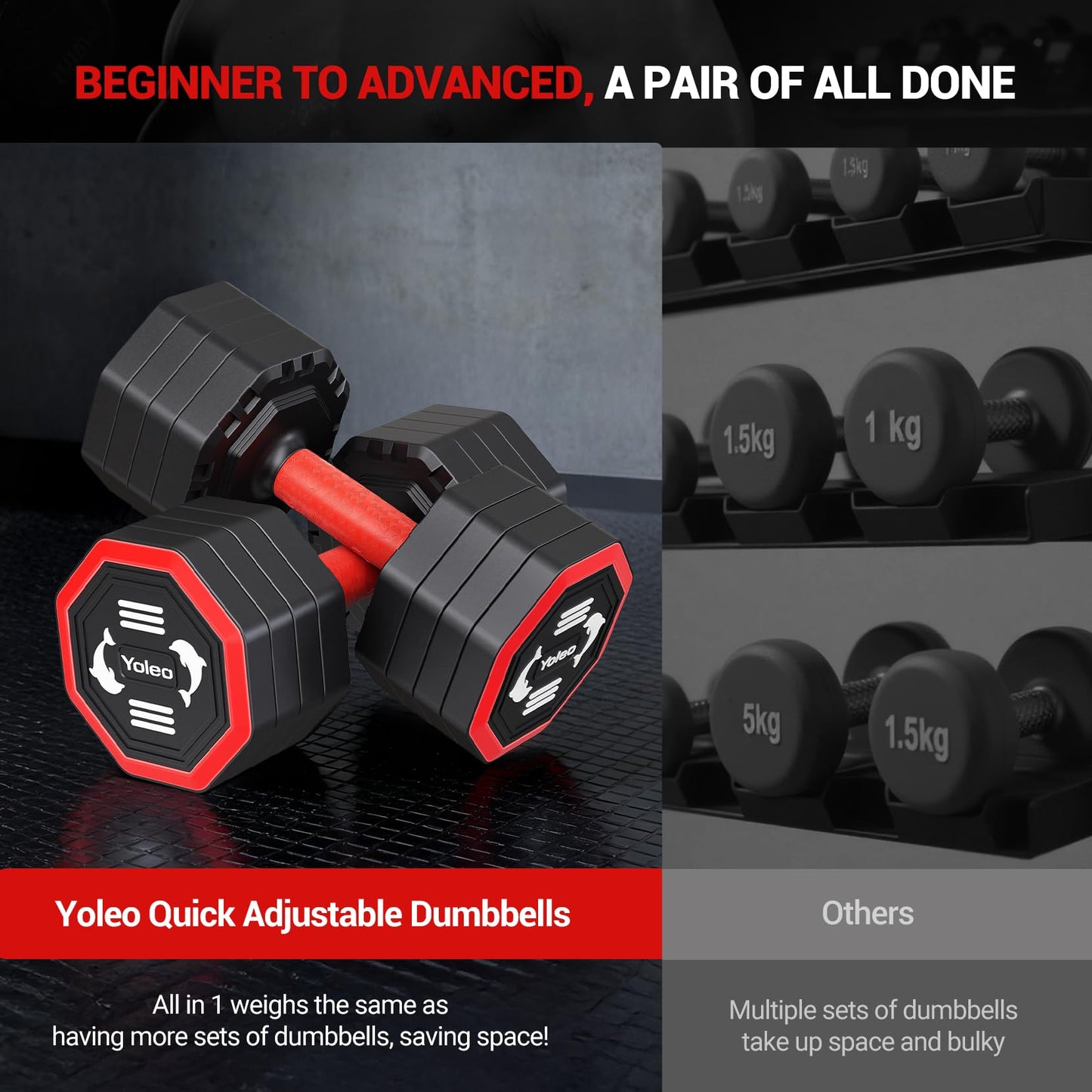 YOLEO 880LBS Weight Bench with Rack - Bench Press Set, Leg Extension, Preacher Curl & Flat/Incline/Decline Full Body Workout Bench, Adjustable Olympic Weight Benches for Home Gym(47.44IN WIDE GRIP) (1*Dumbbell+47.44“ Wide Grip)