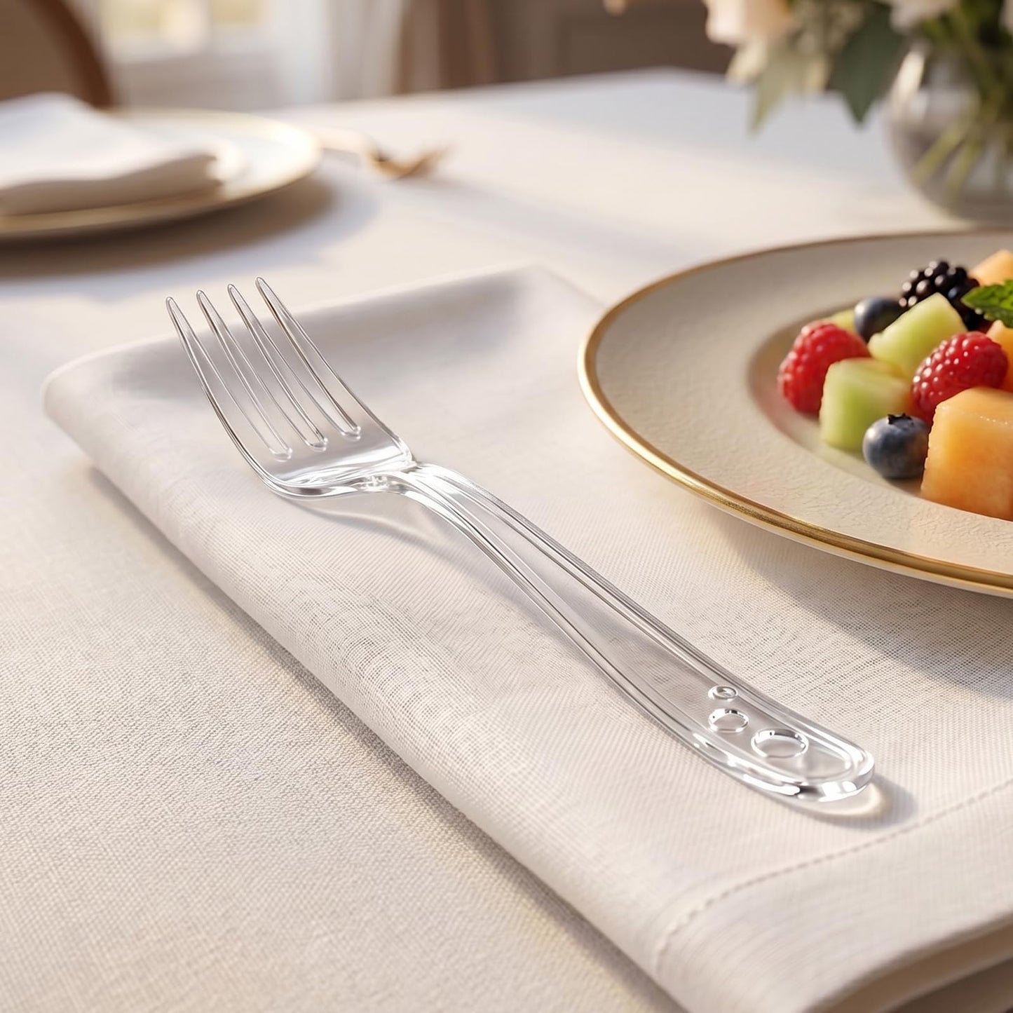 SACATR 1000 Count Plastic Forks Heavy Duty, Plastic Silverware Clear Forks, Premium Disposable Forks Bulk, BPA-Free, Heat Resistant, Suitable for Parties, Events and Everyday Use
