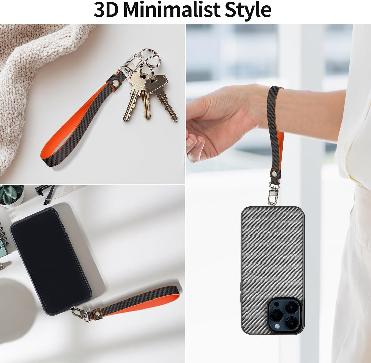 Carbon Zone Carbon Fiber Phone Wrist Strap,Phone Chain Wristlet,Anti Theft Strap,Universal Mobile Device Chain Lanyard