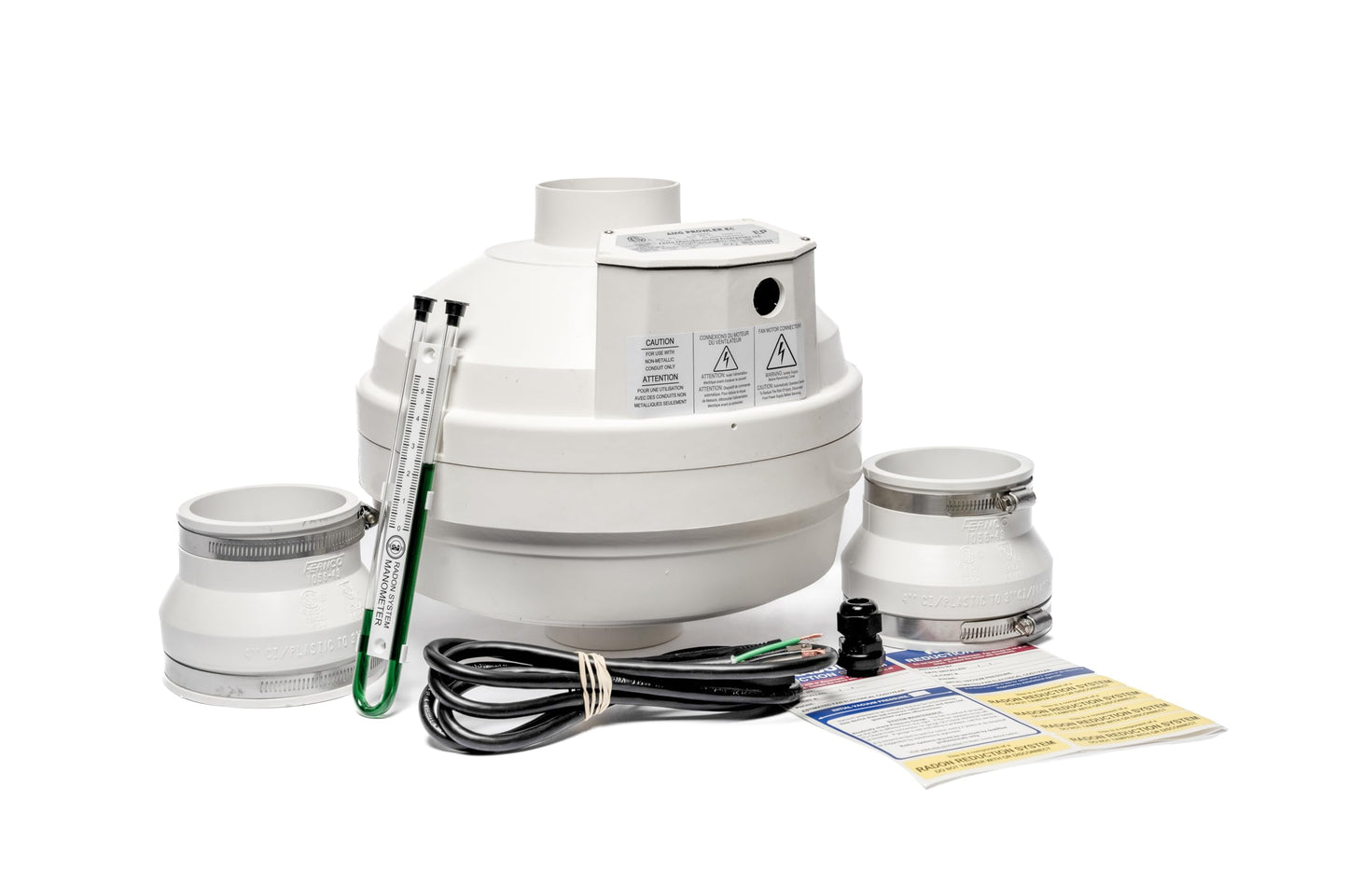 Festa AMG Maverick EC Radon Fan – 4“ Installation Kit - Quiet and Energy Efficient Radon Mitigation Inline Fans – High Performance 4” Duct Fan