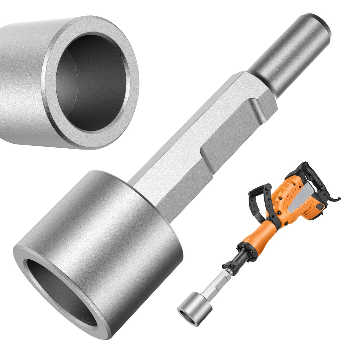Ground Rod Driver & T-Post Driver, 65A Shank 1-3/16" Hex Jackhammer Attachment for Demolition Hammer, Heavy-Duty Fence Post Driver for Vevor Jackhammer, Rebar & Grounding Rod Driver