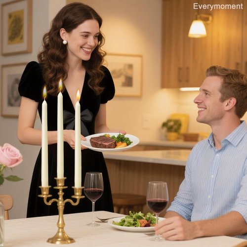 Everymoment Ivory Taper Candles - Dripless & Smokeless 10-Inch Candlesticks - 4 Pack Unscented Cream for Weddings & Home Decor