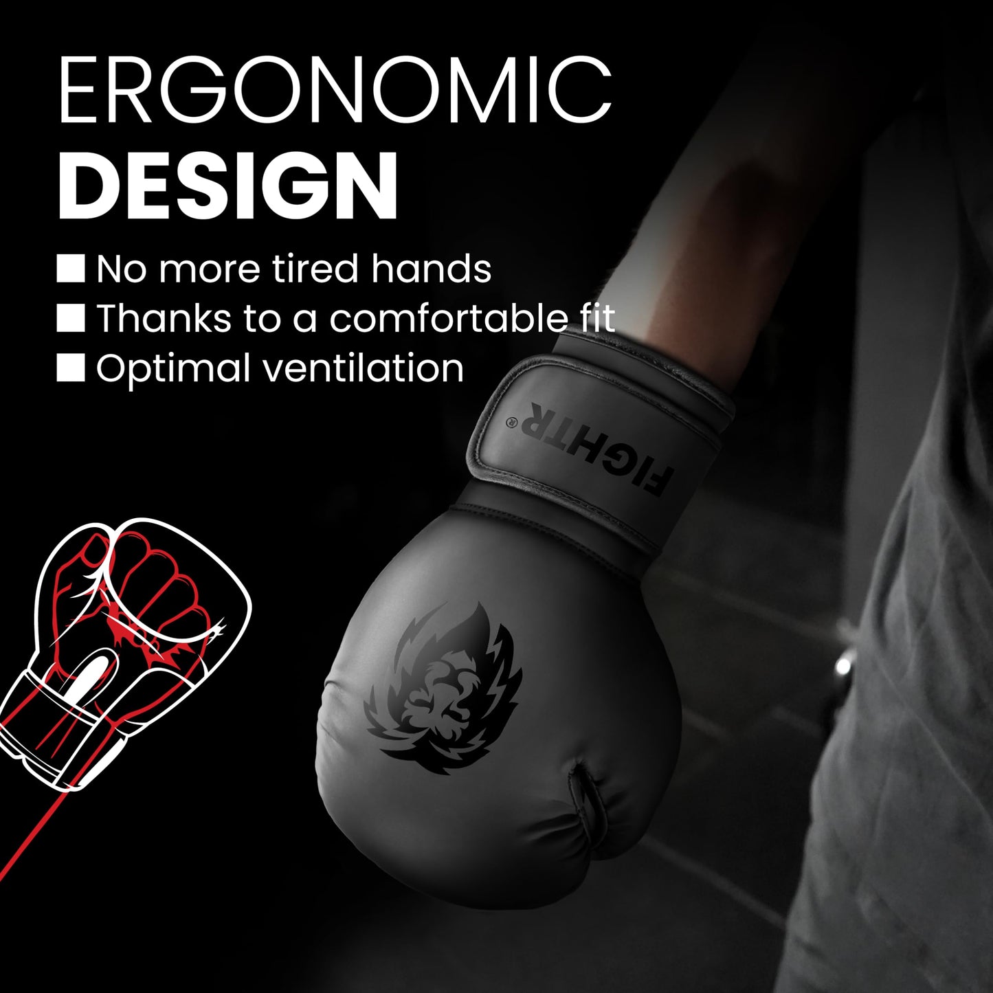 FIGHTR® Boxing Gloves - Maximum Protection & Stability | Boxing Gloves for Boxing, MMA, Muay Thai & Kickboxing | Sizes 8-16 oz