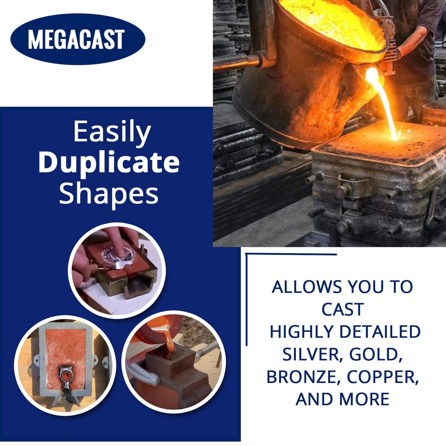 Megacast Cast Iron 2-Part Flask Mold for Delft Sand Casting Jewelry Making Tool