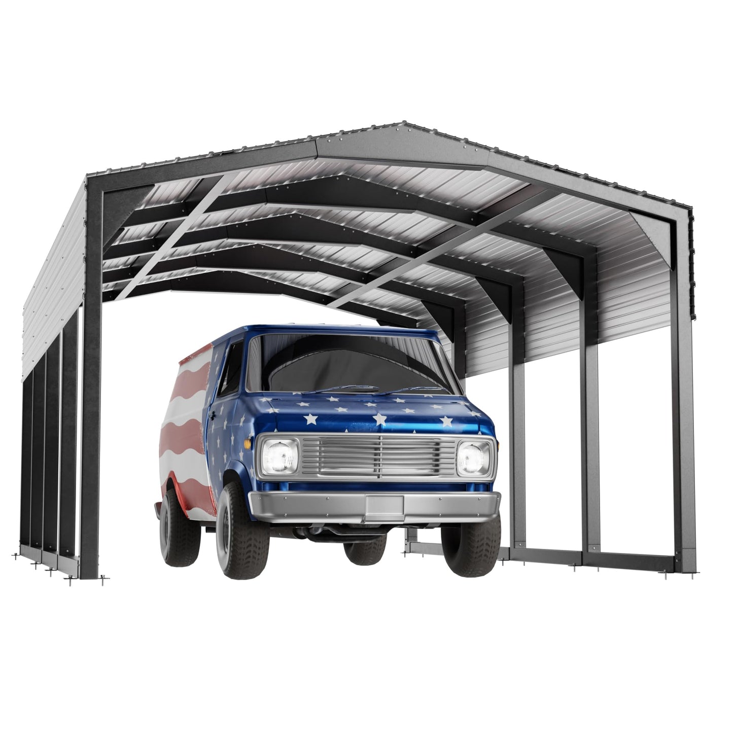 Metal Carport 12x20ft Heavy-Duty | Military-Grade Reinforced Garage Kits with Steel Roof & Hurricane | 100lbs/Sq.Ft Snow/RV/Camper/Truck/Tractor Shelter