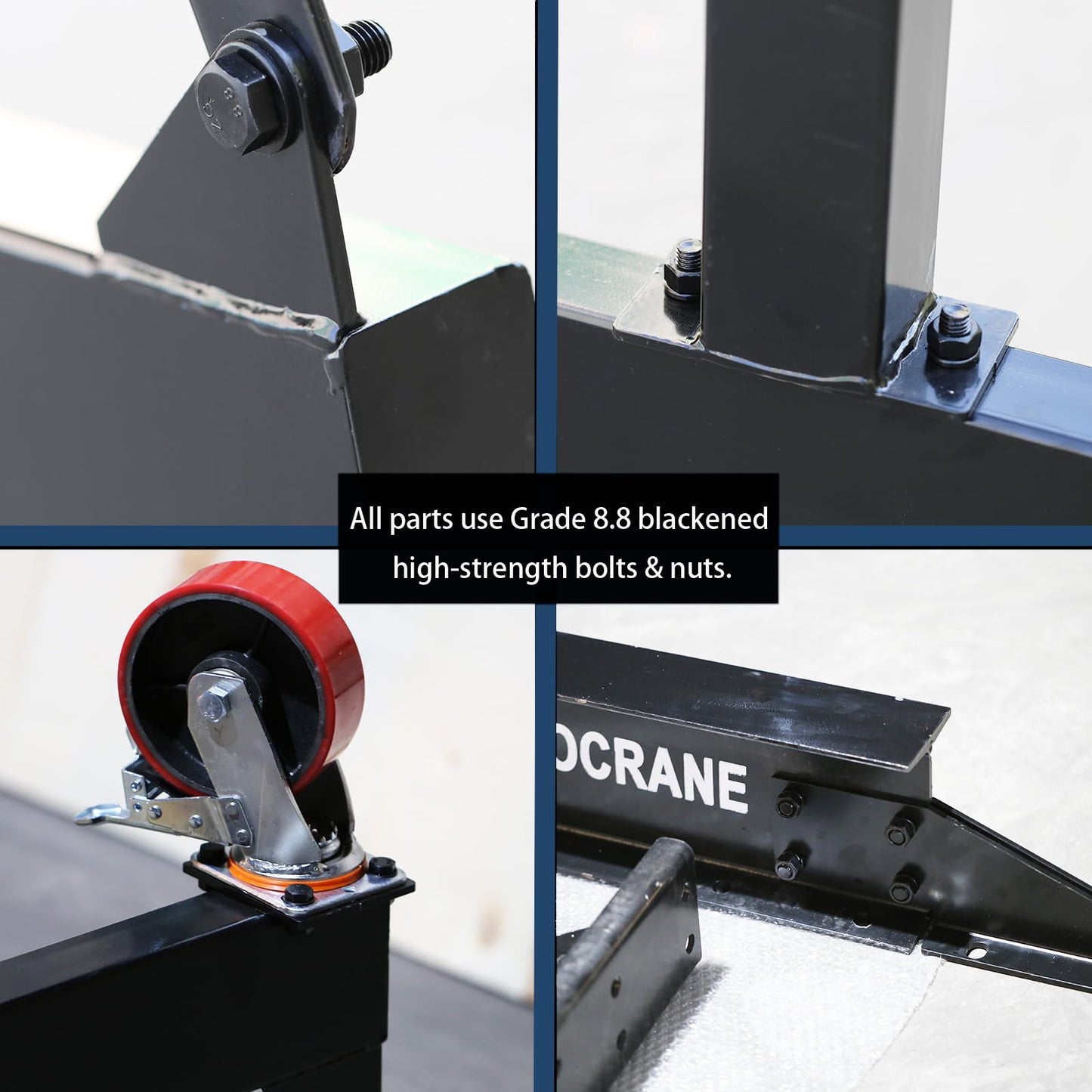 4000 Lbs (6600 lbs Static Loading Test) Gantry Crane, Ajustable 7.87-11.04 FT, Shop Crane 2T with Hoist, Trolley, Sling, Shackles, Hooks and Festoon System Garage Gantry Crane