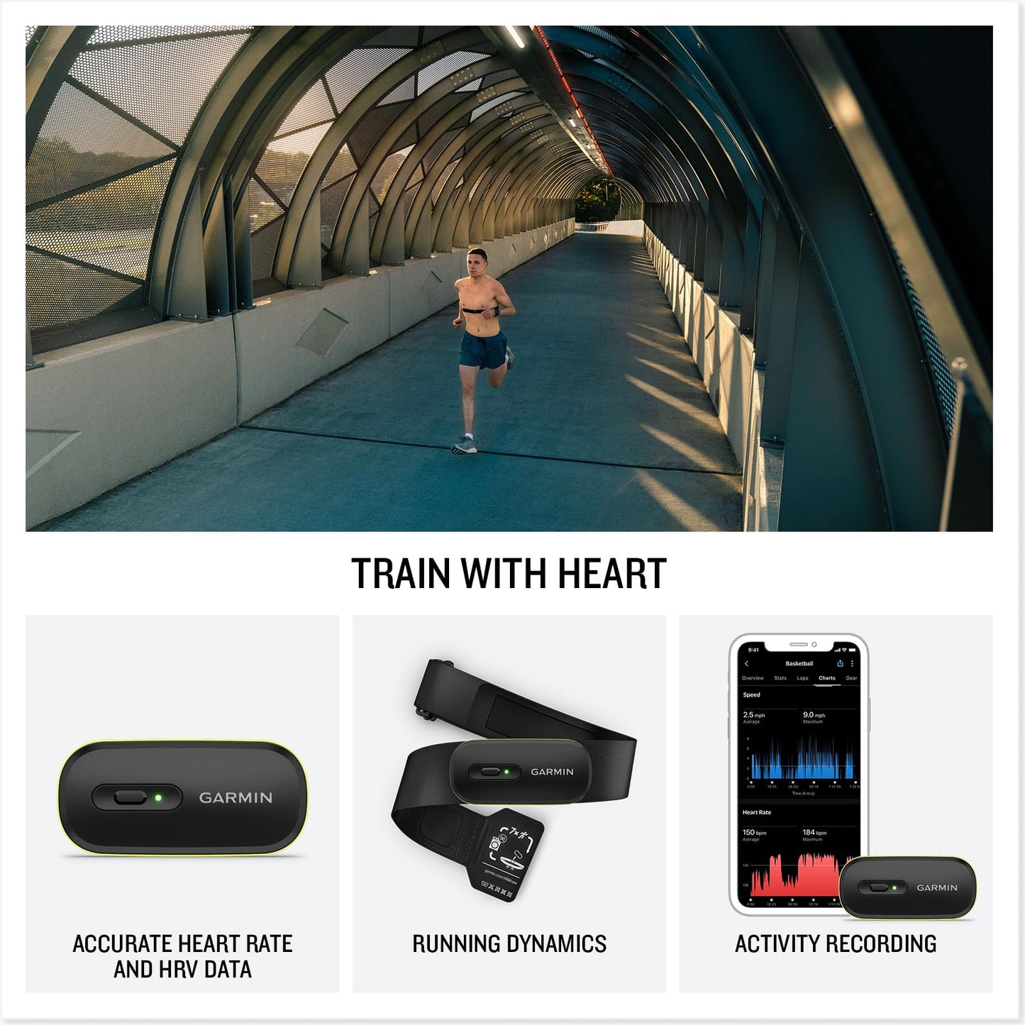 Garmin® HRM 600 Premium Heart Rate Monitor, Accurate Heart Rate and HRV Data, Running Dynamics, Stand-Alone Activity Recording, M-XL