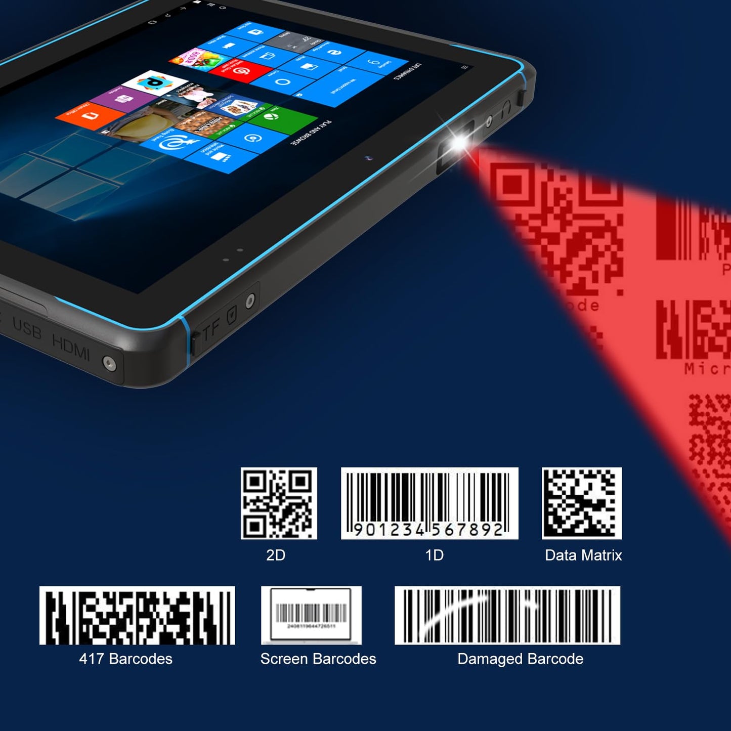 HUGEROCK 10.1 Inch Rugged Windows 11 Tablet, IP68 Waterproof Drop-Resistant Rugged Tablet PC Windows 11, 16GB+128GB, 10000mAh Battery, Built-in Barcode Scanner for Industrial, Field, Warehouse