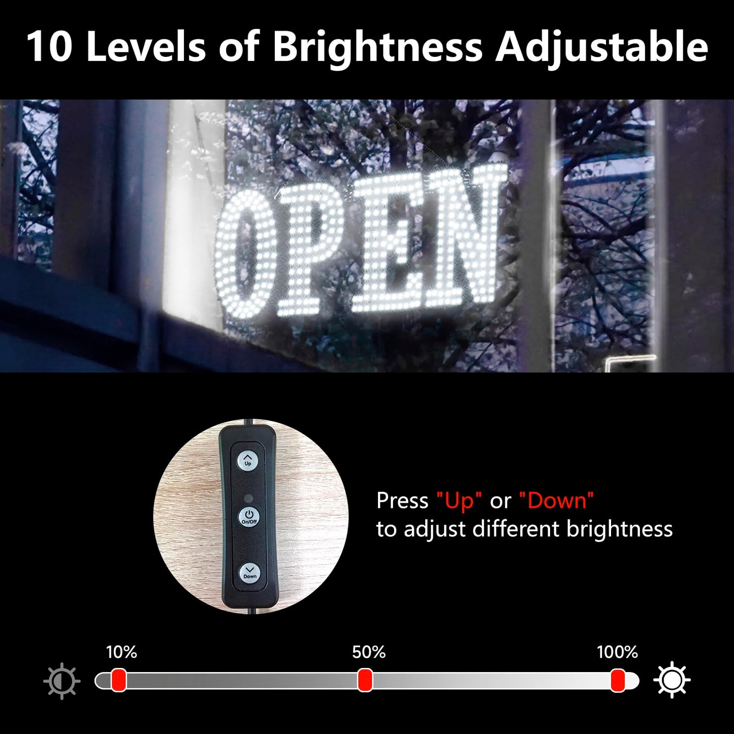 48"x17" Super Large LED Open Signs for Business with Remote Controlled, 10 Levels Brightness Adjustable Unique Design Super Bright with Chain, High Visibility for Store Bar Retail Shops Salon Office