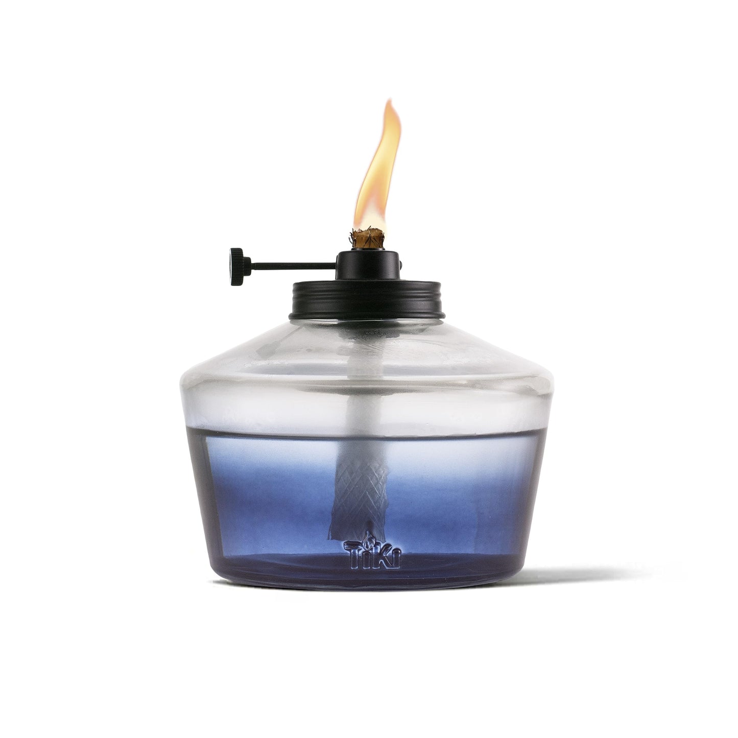 TIKI 6.25" Adjustable Flame Penta Glass Votive Tabletop Torch – Watercolor Blue Outdoor Lighting for Patio & Garden
