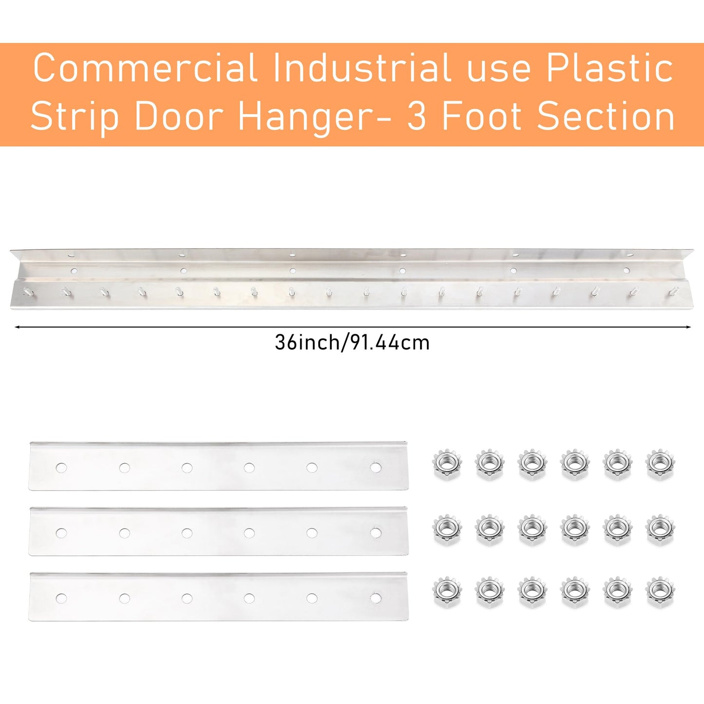 Weysat Strip Curtain Door Hardware, 304 Stainless Steel Commercial Industrial Strip Curtain Kit for Door Frame, 3 ft
