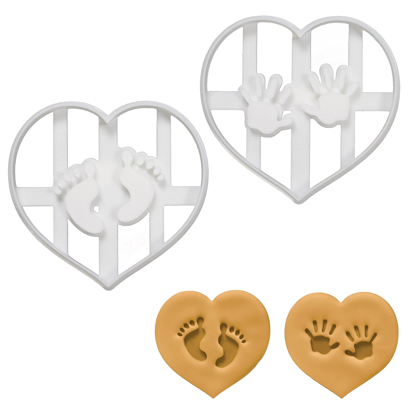 Set of 2 Baby Prints cookie cutters (Designs: Hand Prints and Footprints), 2 pieces - Bakerlogy