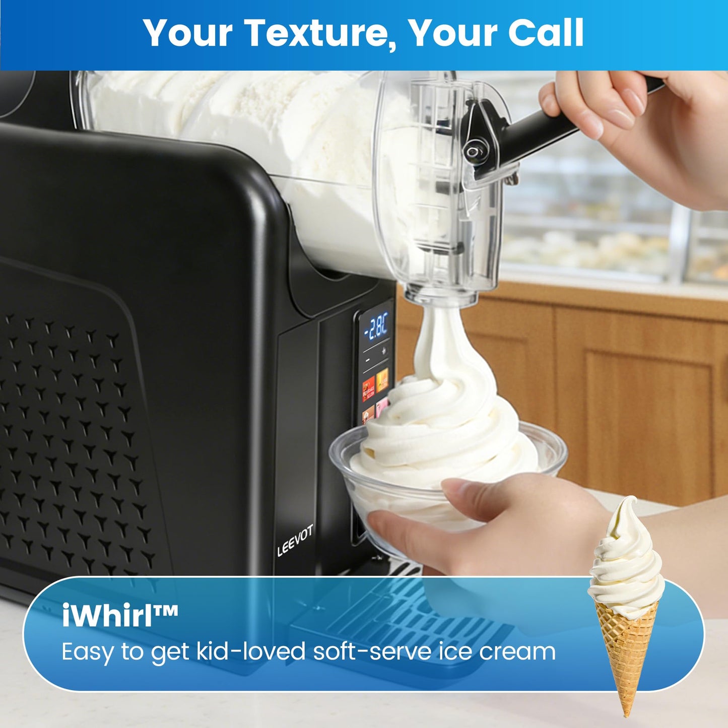 LEEVOT Slushie Machine & Soft Serve Ice Cream Maker 2 in 1, Frozen Drink Machine with Quicool Technology, 6 Presets, Child Lock, Self-Cleaning, Margarita Slush Daiquiri Machine for Home, 120V 60HZ