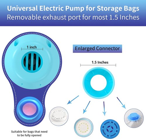 HOTBAG Electric Air Pump - Portable Vacuum Pump for Travel | Compress Clothing & Vacuum Seal Bags - Blue