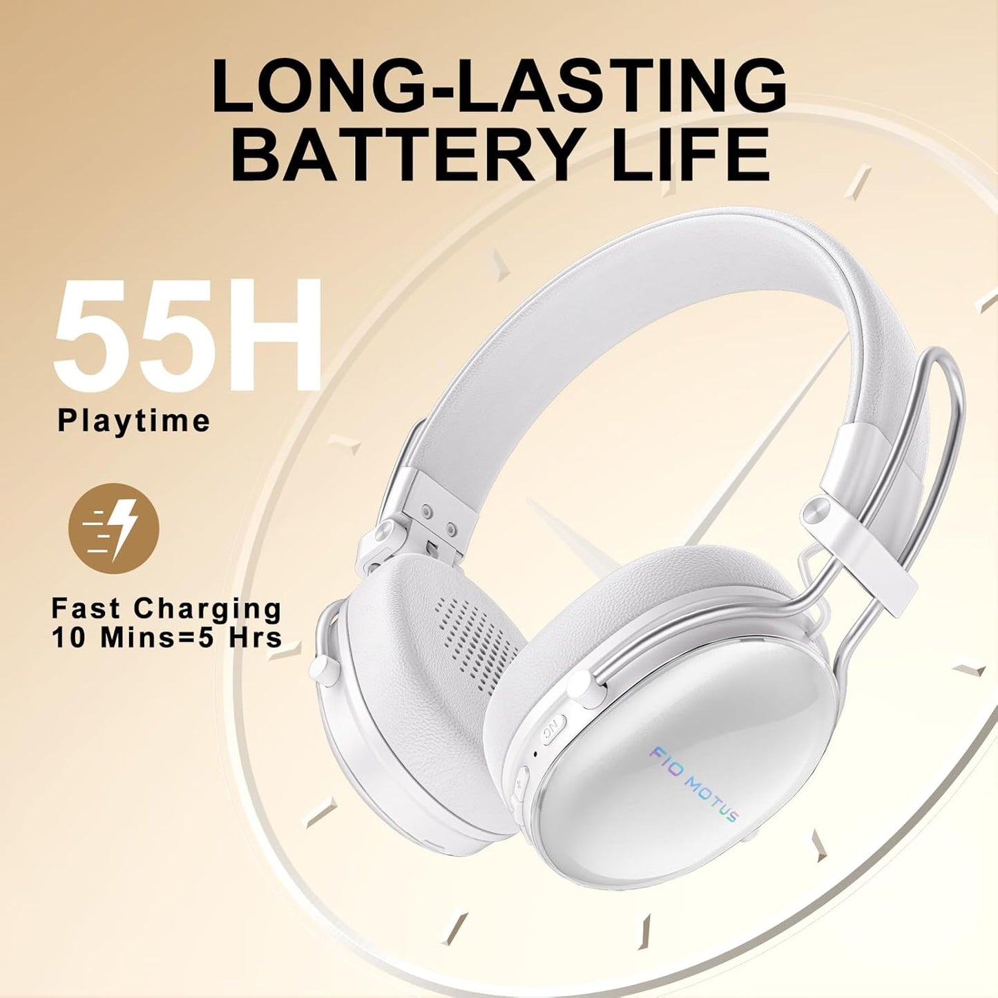 55H Wireless Bluetooth On-Ear Headphones, Active Noise Cancelling, Hi-Res Sound, Playtime, Foldable Design, Lightweight