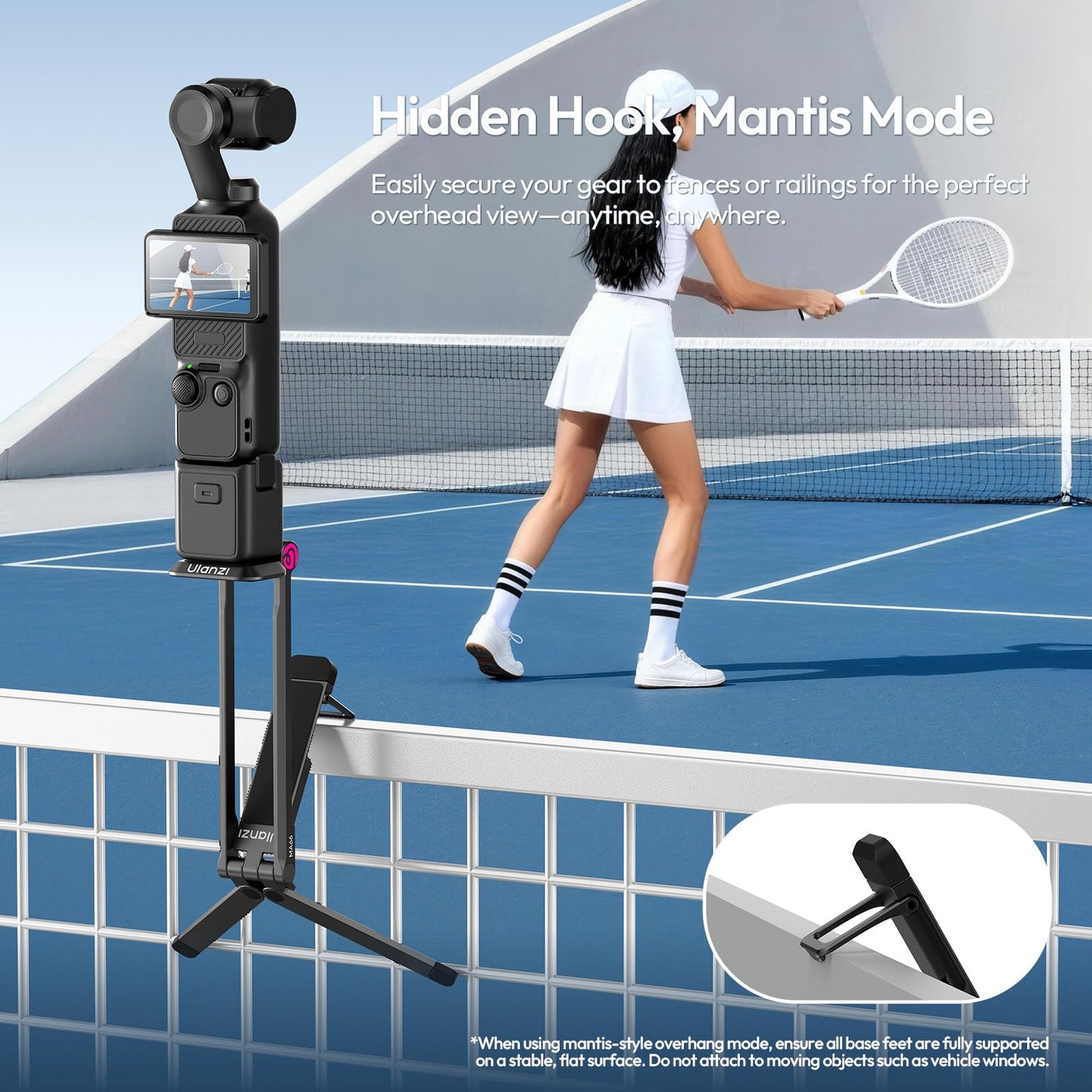 ULANZI MA66 Camera Tripod Compatible with DJI OSMO Pocket 3/Pocket 4,Quick Release Camera Stand with 1/4 Mount,Uka & Arca-Swiss Magnetic Foldable Selfie Stick,Mantis Hook Stand for Desktop Video Live