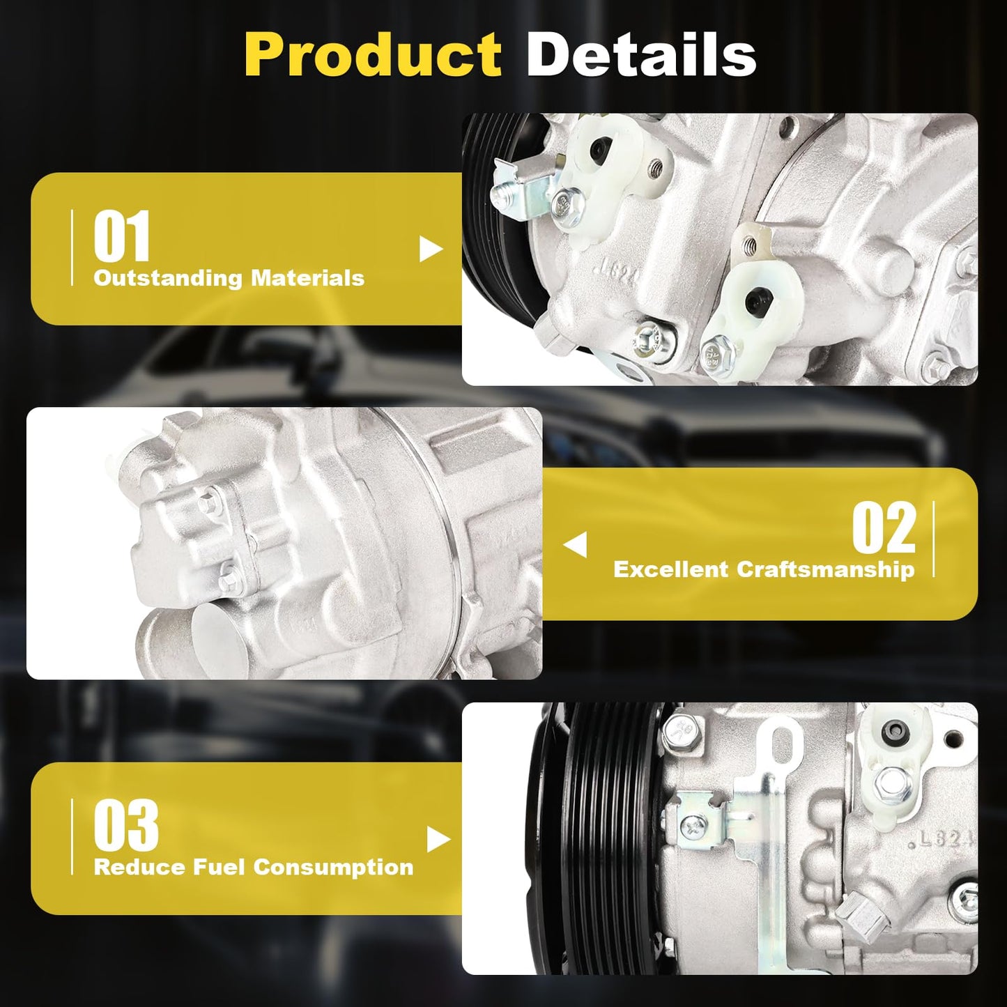 GIVEMER Air Conditioning AC Compressor with Clutch Compatible with Toyota Corolla 2009-2010, Matrix 2009-2012, Scion xD 2008-2014 1.8L,Replaces 88310-02510,4711632, 6512719, CO-11210C, 68328,CO11210C
