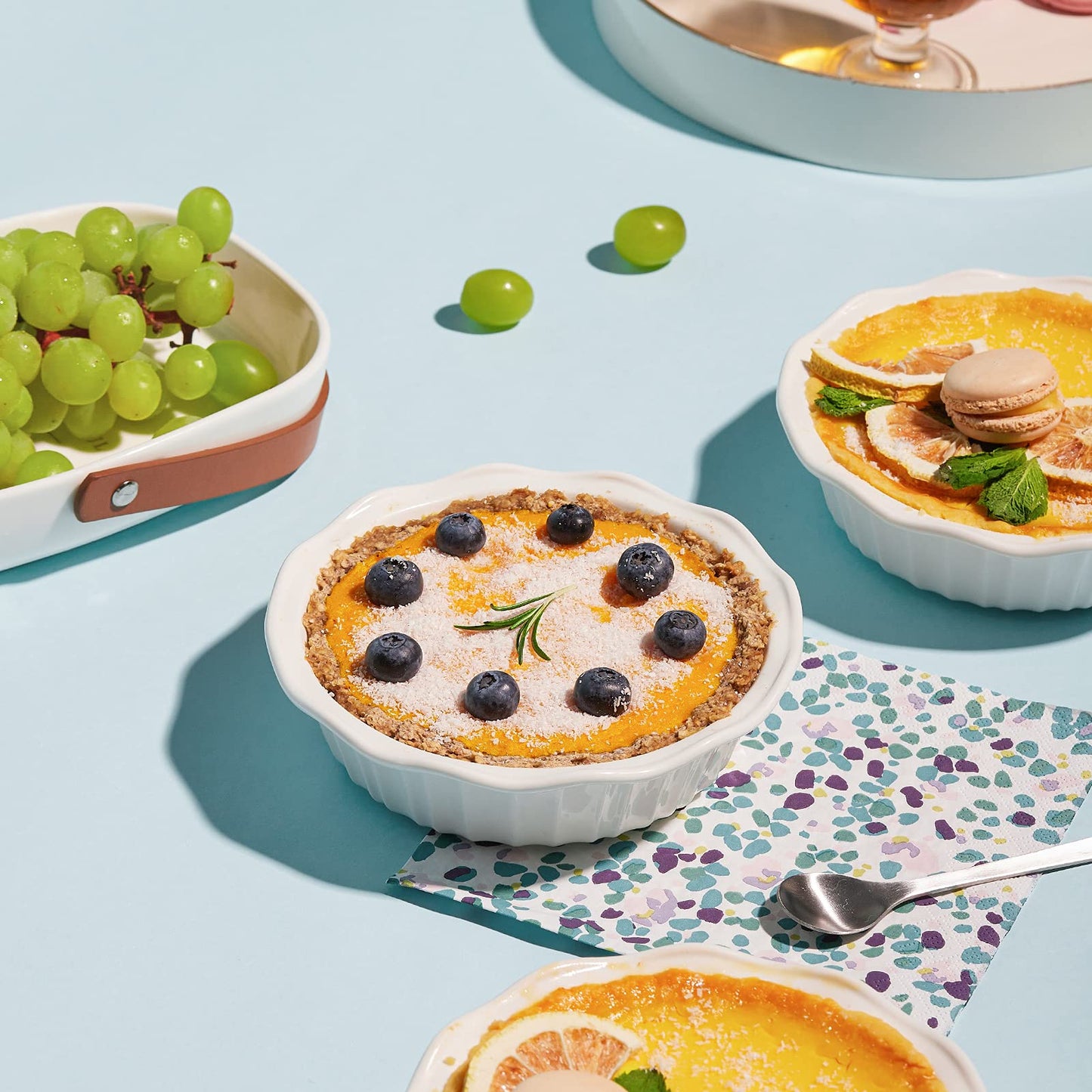 LIFVER Ceramic Pie Pans for Baking 6 Inches, 11.6 OZ Set of 4 Deep Pie Dish, Round Mini Pie Plates Tart Pans, Small Quiche Baking Fluted Dish Pan for Dinner, Oven, Freezer, Microwave Safe