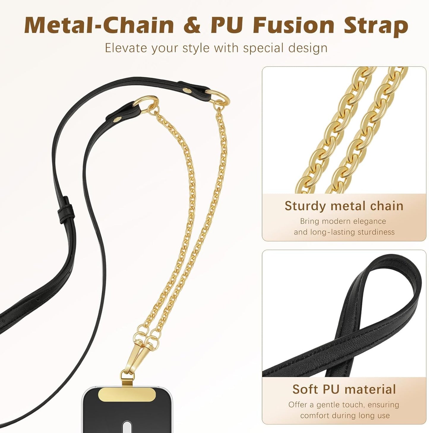 2Metal 17, MoKo Universal Phone Crossbody Lanyard Phone Chain, Anti-Theft Adjustable Cellphone Cross Body Neck Strap