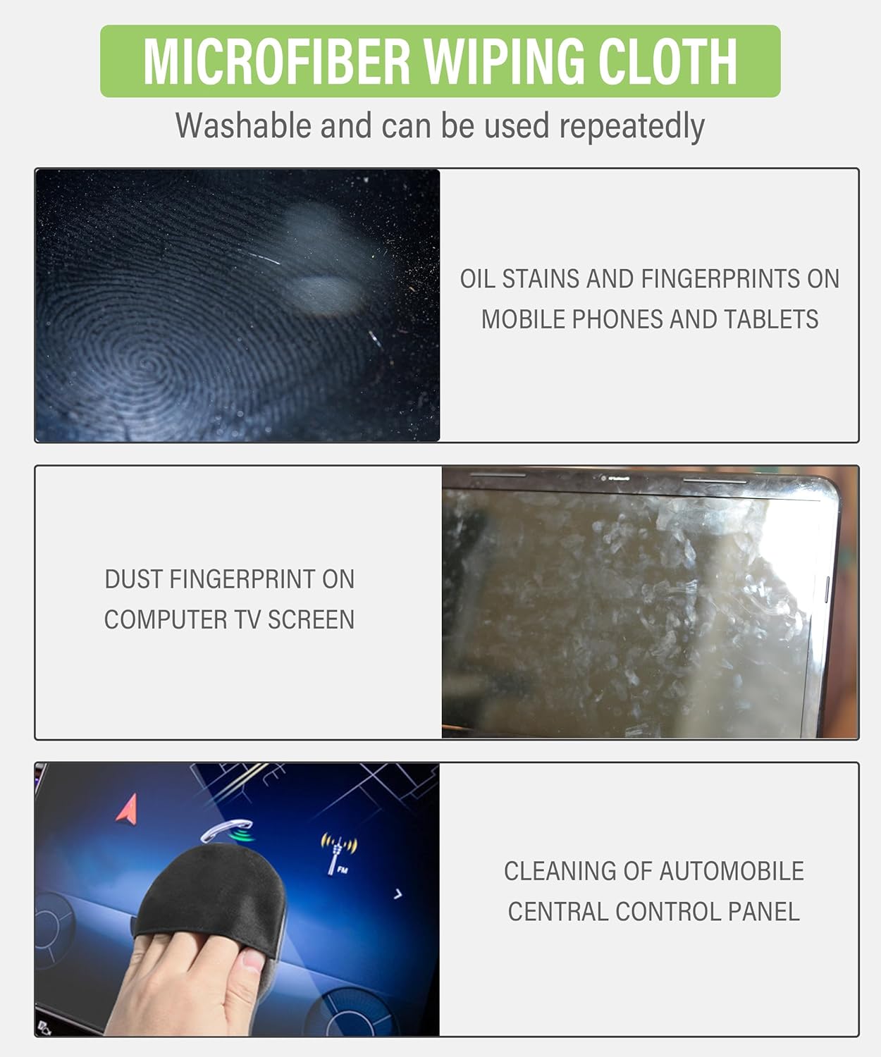 RACOONA Car Screen Cleaner,Screen Cleaning Pad Cloth Wipes,Car Accessories Microfiber Touch Screen Cleaner,Soft Cloth