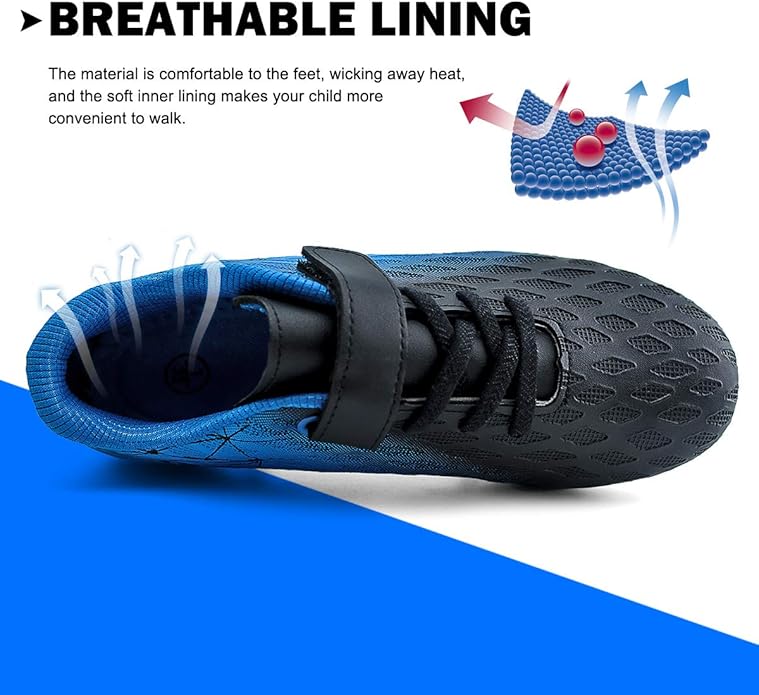 brooman Kids Firm Ground Soccer Cleats Boys Girls Athletic Outdoor Football Shoes