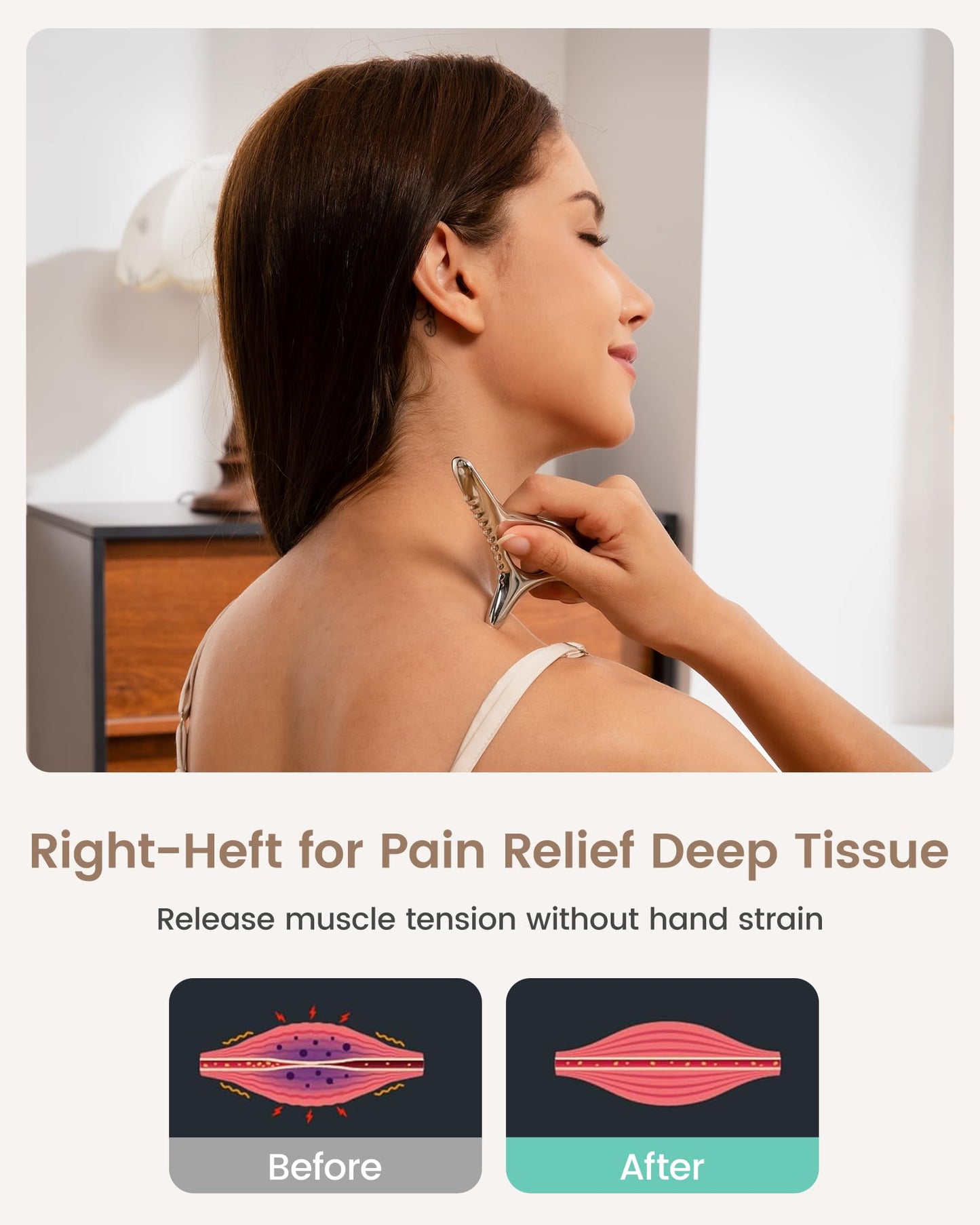 lifechill Trigger Point Massage Tool for Deep Tissue, Muscle Scraper Tool for Fascia Release, Metal Body Gua Sha Tool, Lymphatic Drainage Massager, Thumb Saver,Scar Tissue Massage,Acupressure Tool