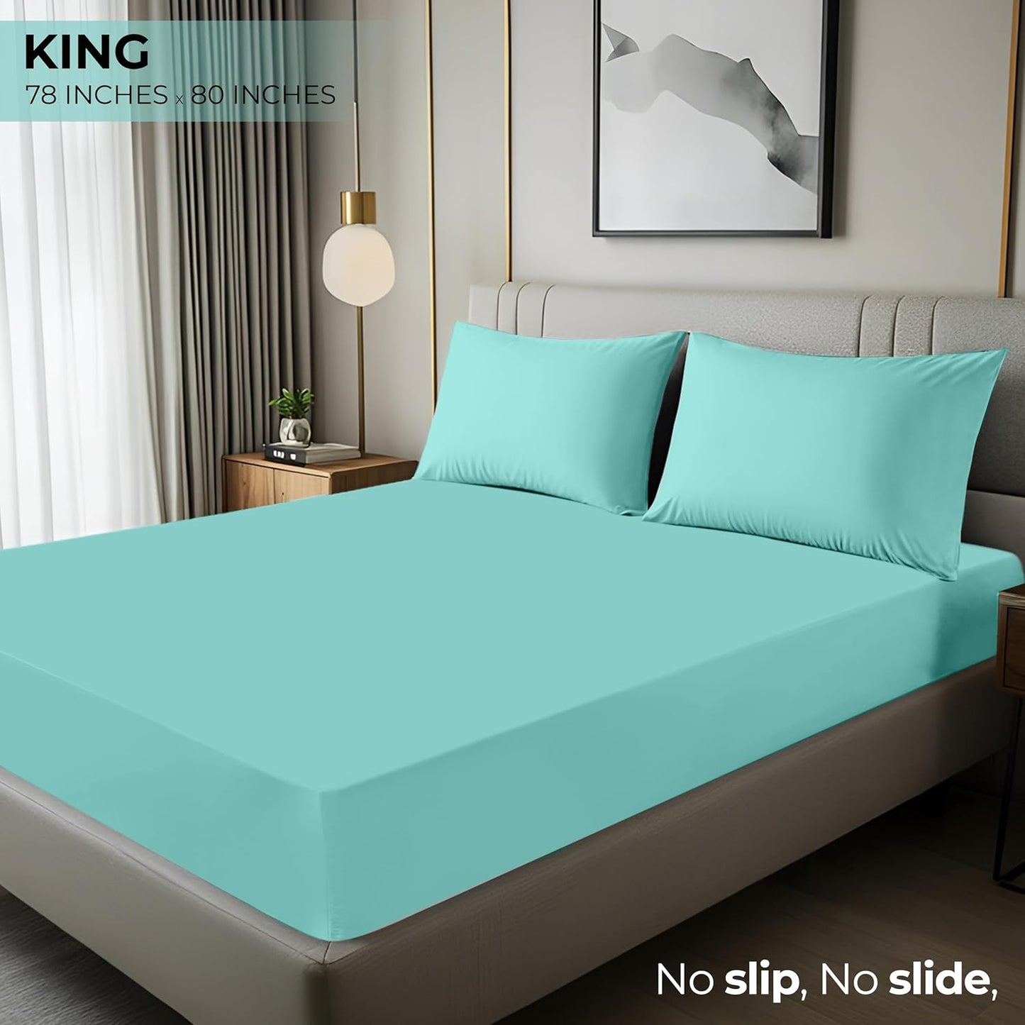 Utopia Bedding King Fitted Sheet - Soft Microfiber - Deep Pocket - Spa Blue - Fade Resistant & Easy Care