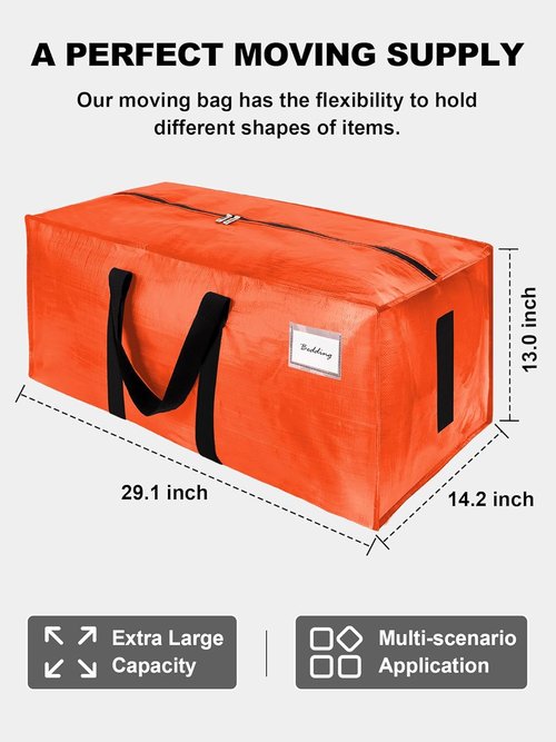 HOMESURE Large Water-Resistant Moving Bags - Heavy Duty Storage Totes with Zippers & Handles | 4 Pack, Multicolored