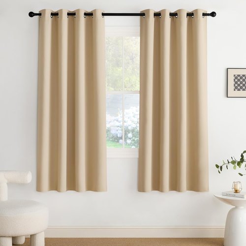 NICETOWN Blackout Curtains - Grommet 2 Panels, 72 Inches Long in Biscotti Beige for Ultimate Light Control