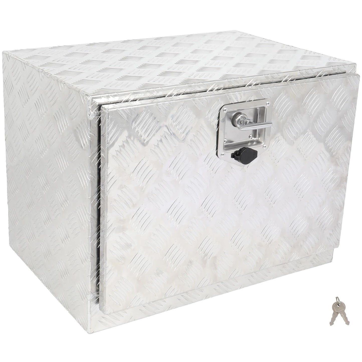 SCITOO 24 Inch Diamond Plate Truck Bed Tool Box,Aluminum Heavy Duty Crossover Storage for Most Full Size Pickups,Lockable Weatherproof Chest,Fits 24" Truck Beds,Easy Access to Load and Unload