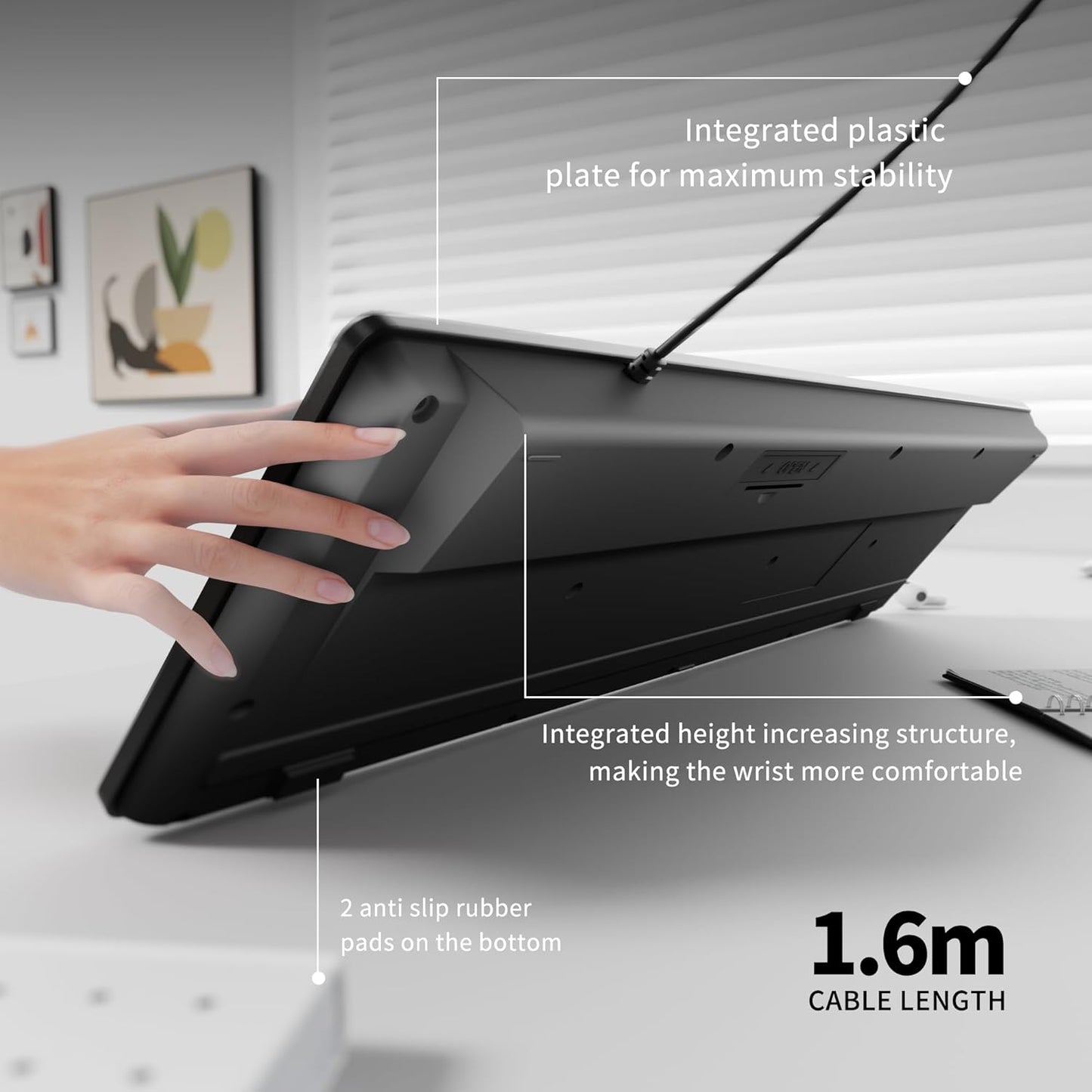 MIKUSO Fade-Proof Lettering Wired Keyboard Full Size - USB Office Keyboard with not Fading Keys,Silicone Anti Slip