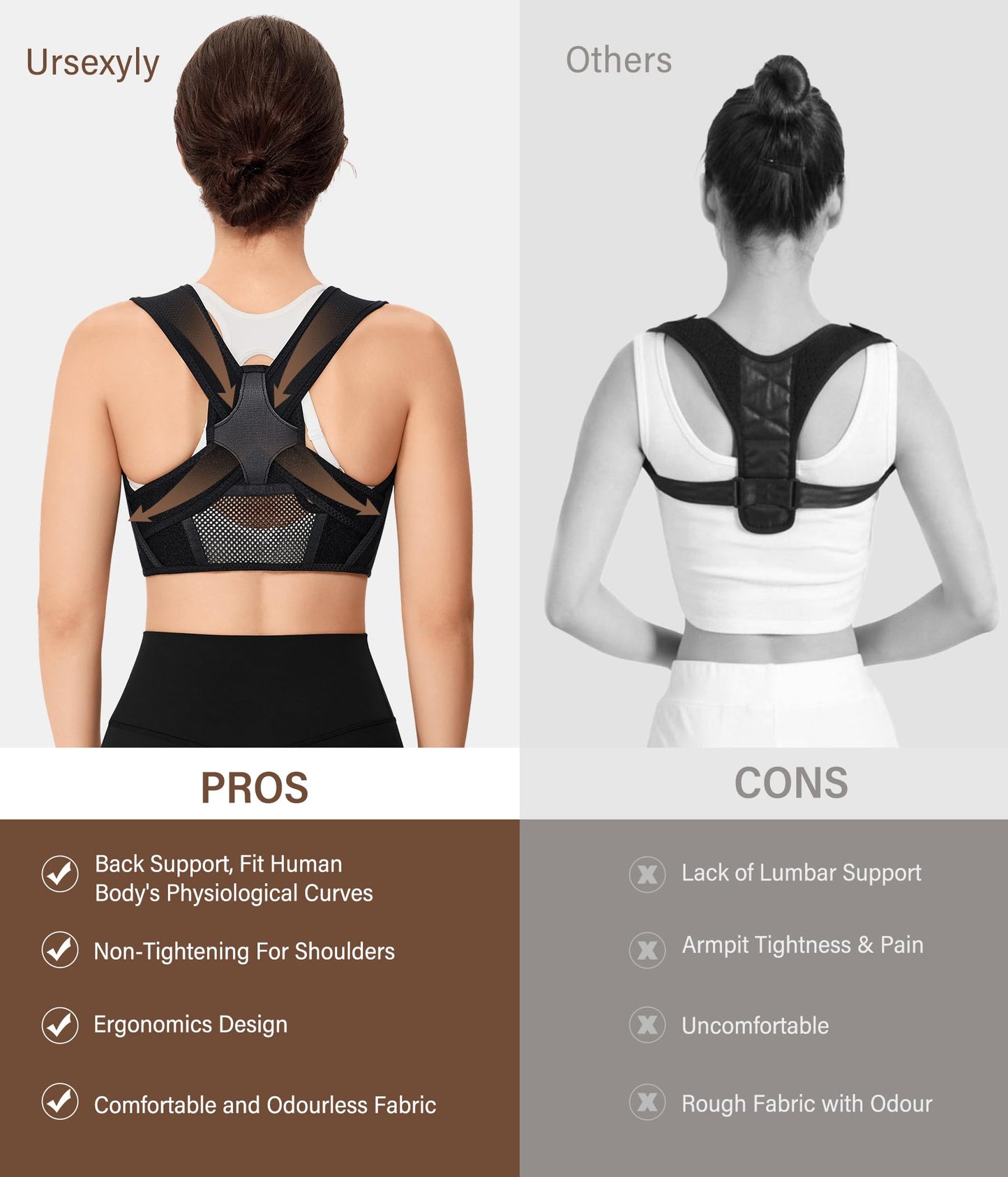 URSEXYLY Posture Corrector for Women Breathable Back Brace For Posture Adjustable Back Straightener Support for Neck Shoulder Clavicle and Upper Back Pain Relief(2XL/3XL,Black)