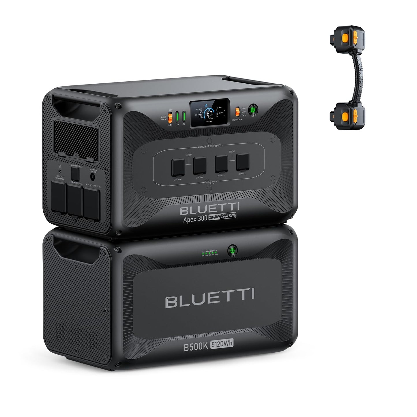 BLUETTI Apex 300 Portable Power Station & B500K Expansion Battery, 7884.8Wh LFP Battery Backup with 6 3840W AC Outlets (7680W Surge), 120V/240V Dual Voltage Output, for Home, RV and Emergencies