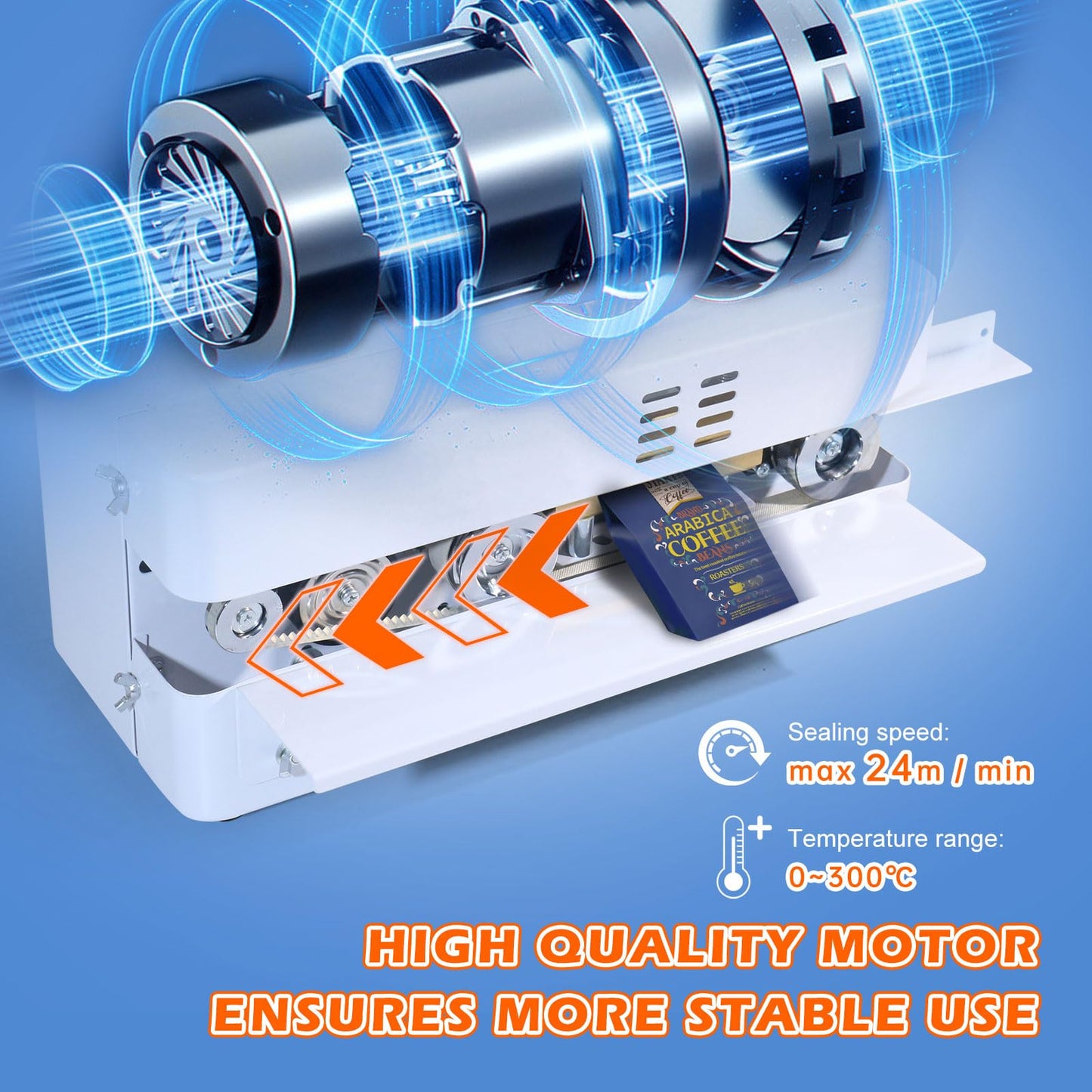 ZHONGMIN Automatic Continuous Bag Band Sealing Machine, Digital Temp Control, Adjustable Speed, Commercial Desktop Heat Sealer Machine for Plastic Bags Films Packaging (110V/60HZ)(FRC-510)