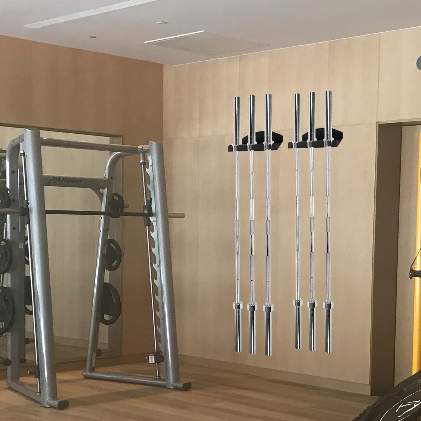 KSWLOR Barbell Storage Rack, Vertical Hanging Barbell Rack, Heavy Duty Wall Mounted Barbell Holder, Olympic Wall Mount Barbell Holder Space Saving Bar Holder Suitable for Garage, Gym, Home Fitness