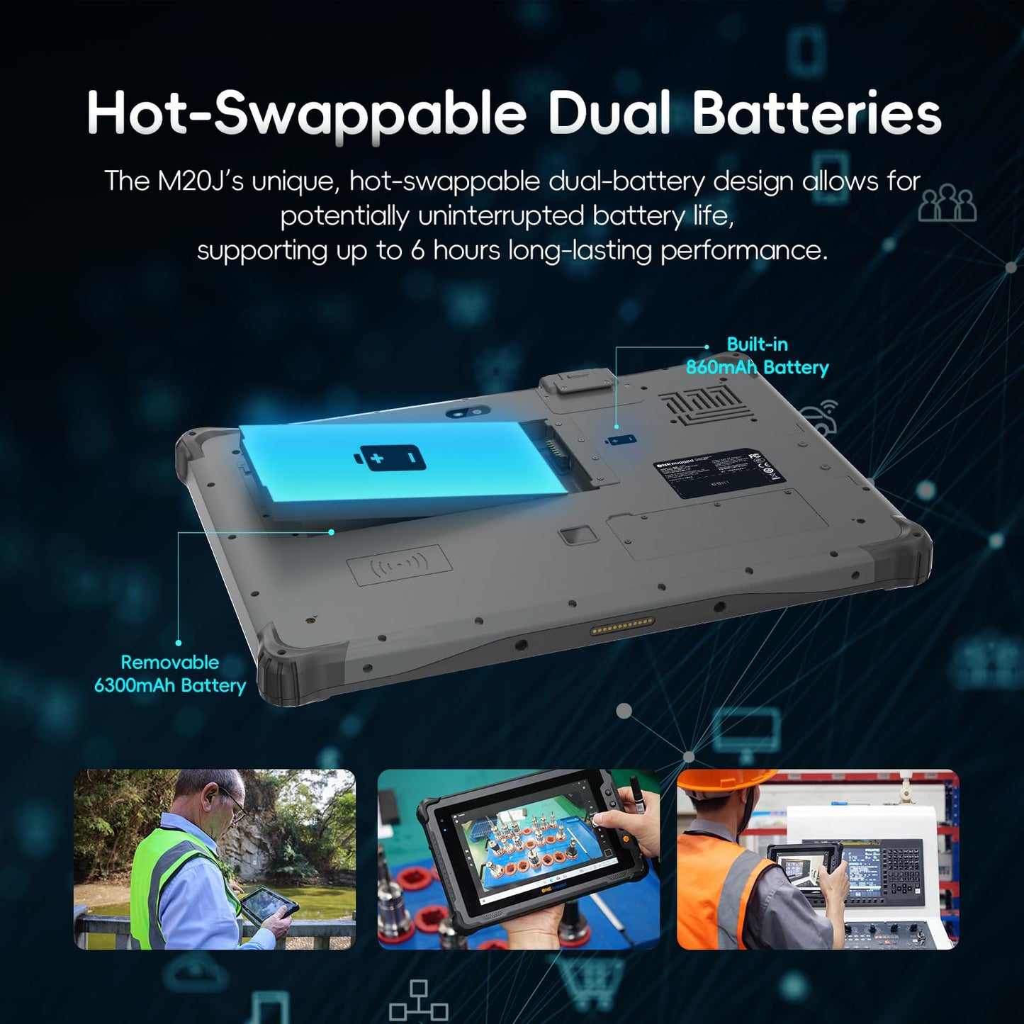 ONERugged Rugged Tablet M20J, 12.2 inch Windows 11 Pro Tablet, 8GB+128GB, N5105 CPU, IP65 Waterproof, Dual Batteries, Industrial Outdoor Work PC w/ 8MP+5MP Camera, 4G LTE/WiFi/BT 5.0/NFC-Gray