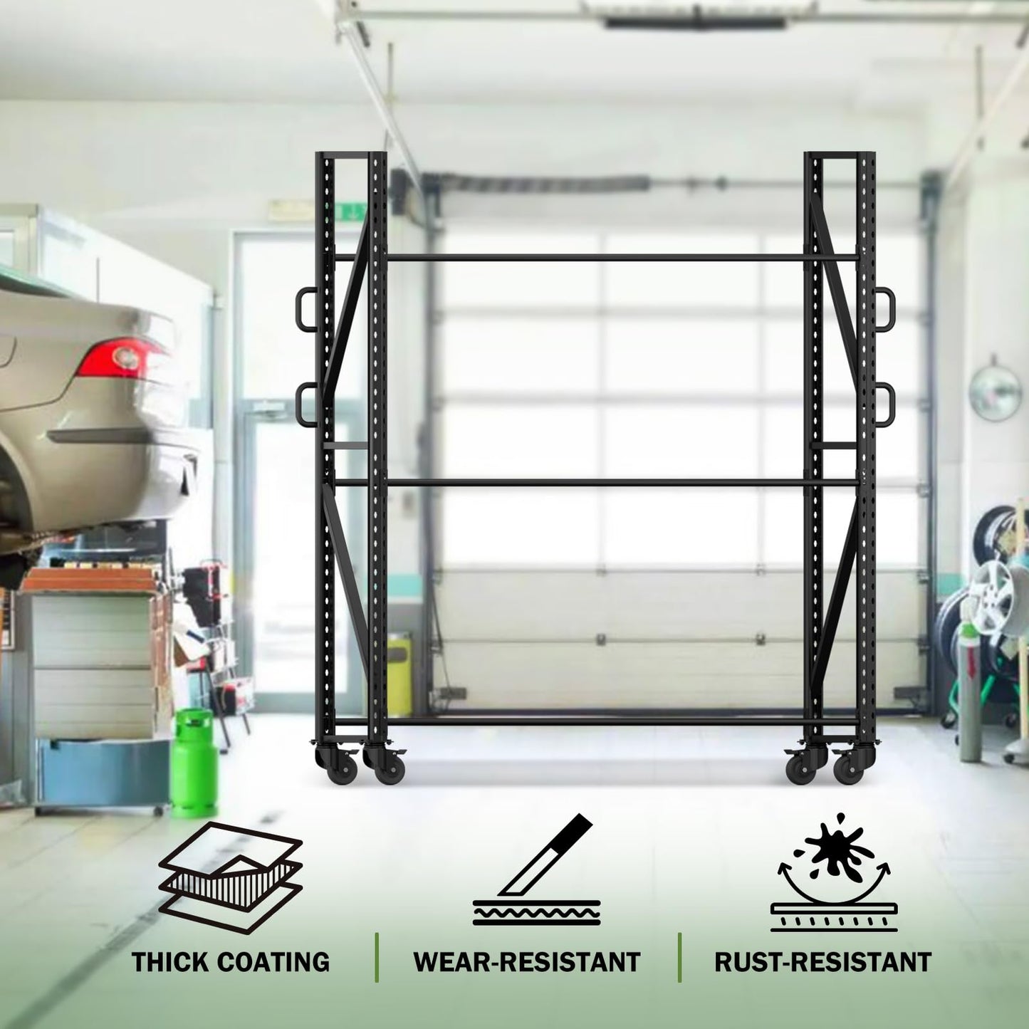 ZUIWAN Large 83" H 3-Tier Rolling Tire Rack for Garage - Heavy Duty 2200LBS Capacity Adjustable Metal Tire Storage Rack with 4 Self-Locking Casters